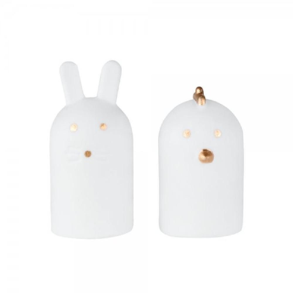 Räder Dekoobjekt Design Porzellanfiguren-Set Ostern Hase und Huhn Weiß