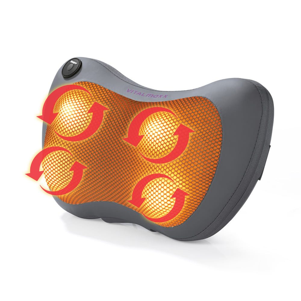 VITALmaxx Shiatsu-Massagekissen Shiatsu-Massagegerät - 12V grau/anthrazit 24W, Massagekissen Knetmassage Muskelentspannung Schulter Nacken Bein