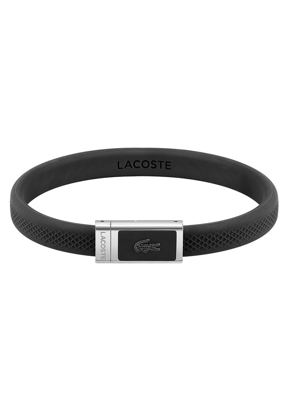 zu Krokodil immer Schmuck Polo, - eine Jacke, LACOSTE, Shirt, Geschenkidee Hoodie, Lacoste Jeans, mit Sneaker!, gute Armband Lacoste Schmuck Edelstahl LACOSTE Silikonarmband