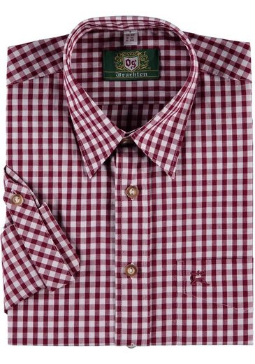 OS-Trachten Trachtenhemd »Ukazui« Langarmhemd mit aufgesetzter Brusttasche mit Hirsch-Stickerei
