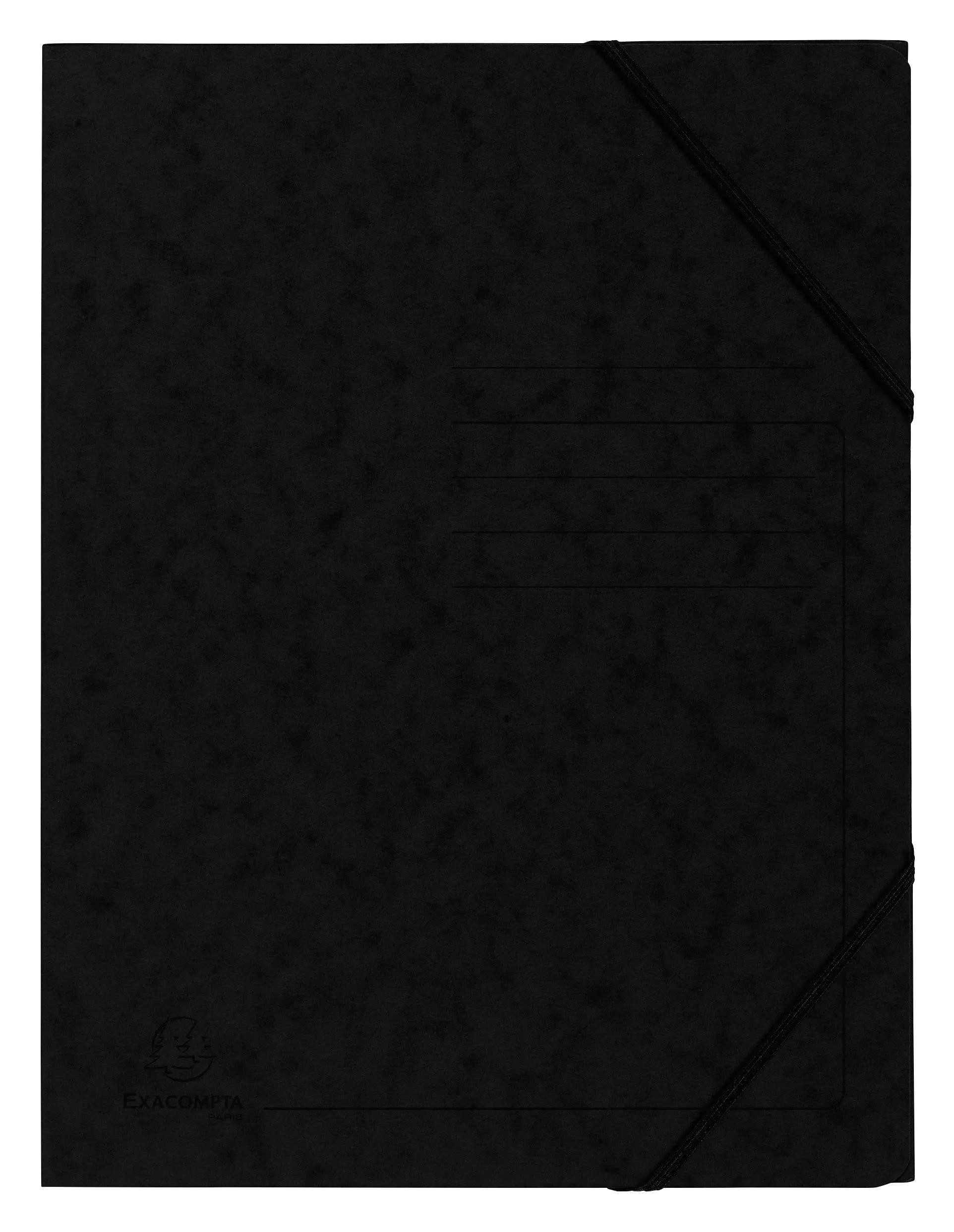 Organisationsmappe 25x Eckspannmappe + Gummizug ohne Klappen, Karton, A4, Schwarz 555411E