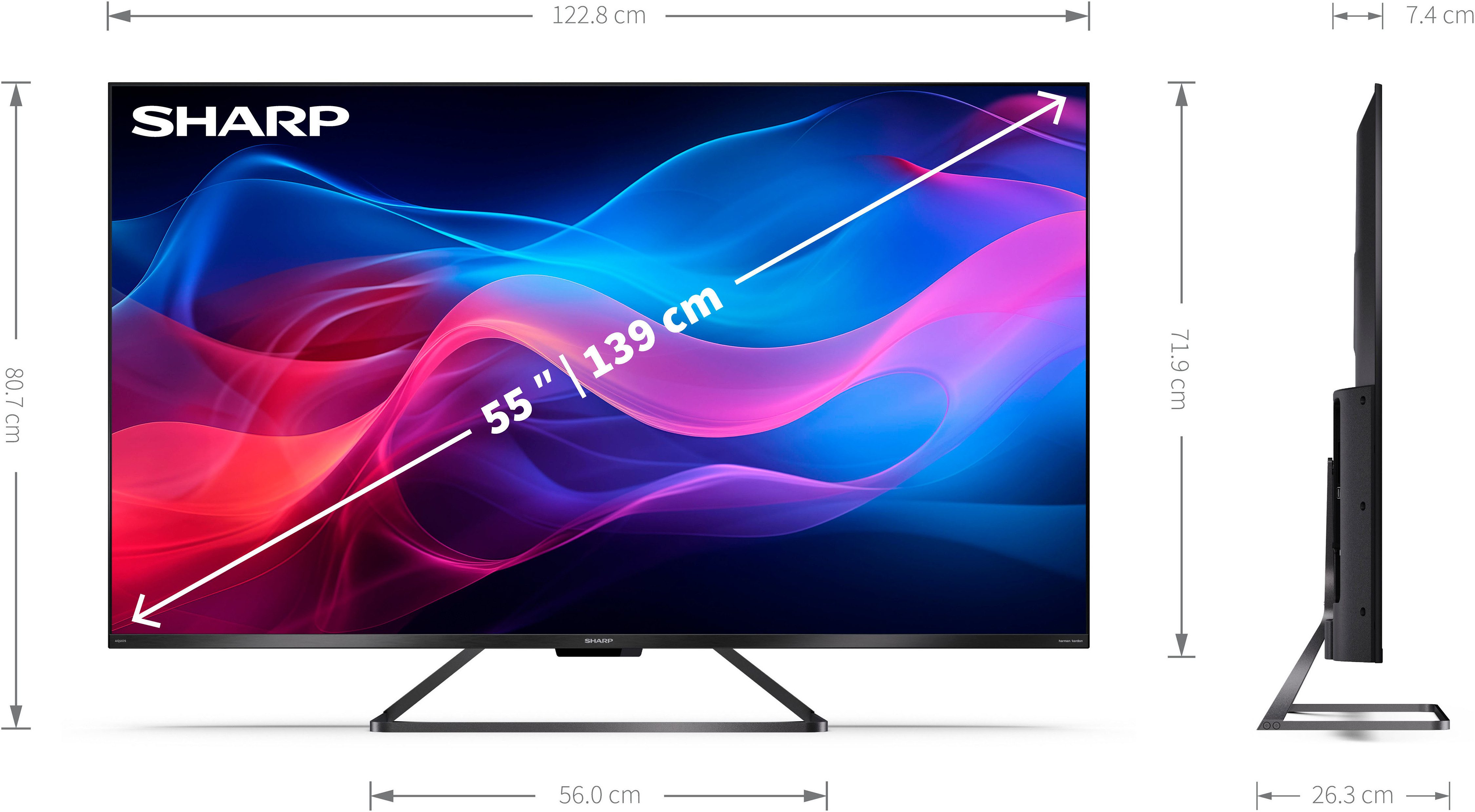 Sharp 4T-C55GRx QLED-Fernseher (139 cm/55 Zoll, 4K Ultra HD, Google TV, Smart-TV)