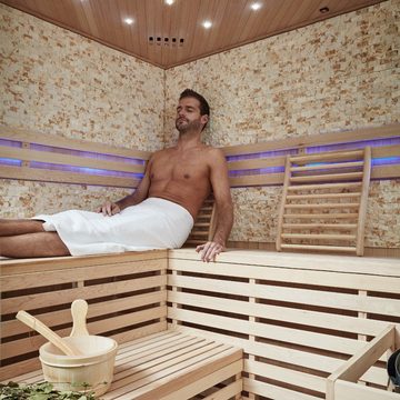 HOME DELUXE Sauna Traditionelle Sauna SKYLINE BIG - XL mit Kunststeinwand, BxTxH: 200 x 200 x 210 cm