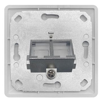 ARLI 2x Cat8.1 Netzwerkdose 2 Port (Anschlussrahmen + 4x Keystone CAT8.1) Netzwerk-Adapter, Zum Einbau in Modular- Verteilerfelder und Keystone- Anschlussdosen