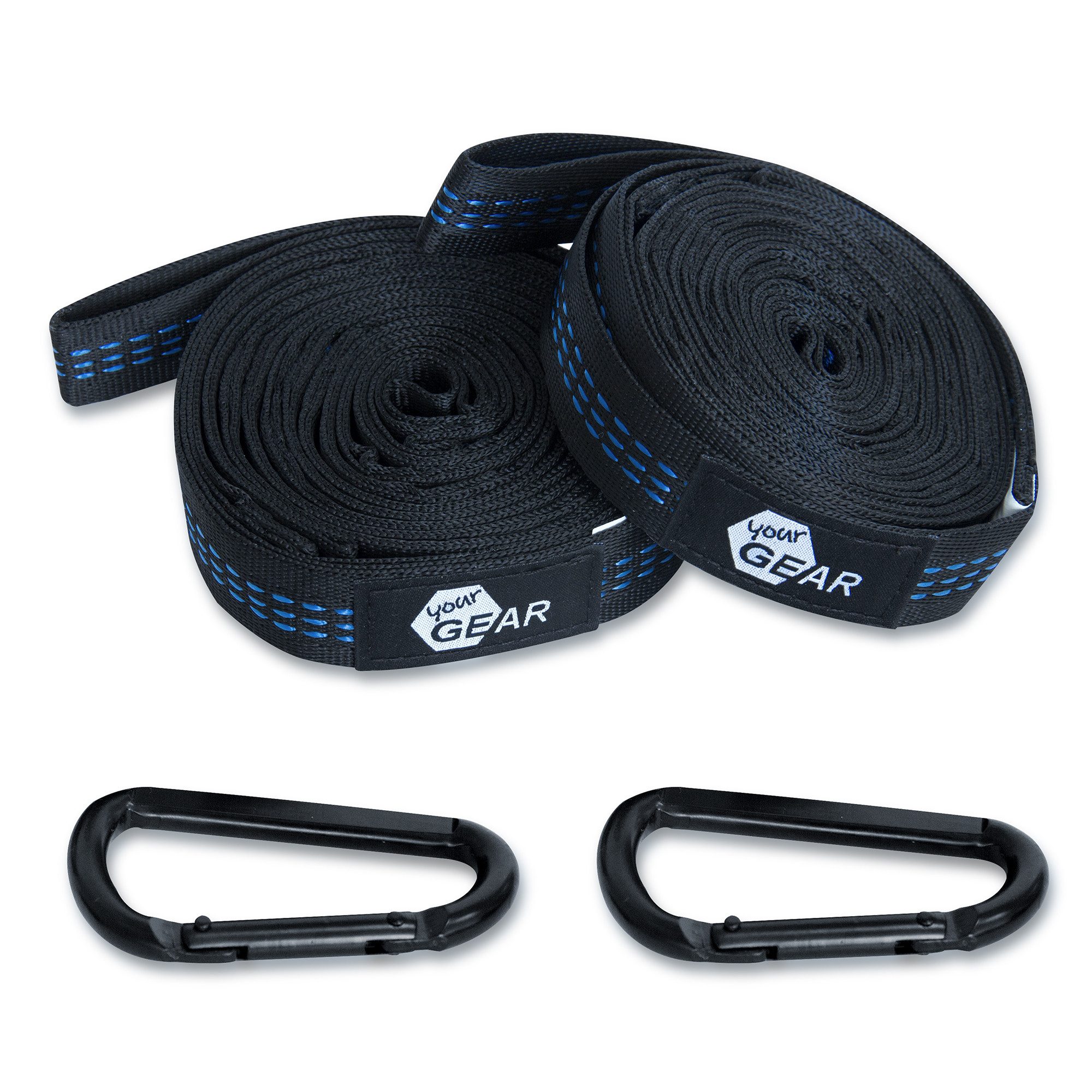yourGEAR Hängematte Befestigungs-Set Hängematte 350kg Aufhängeset 2x280cm Gurt 2 Karabiner