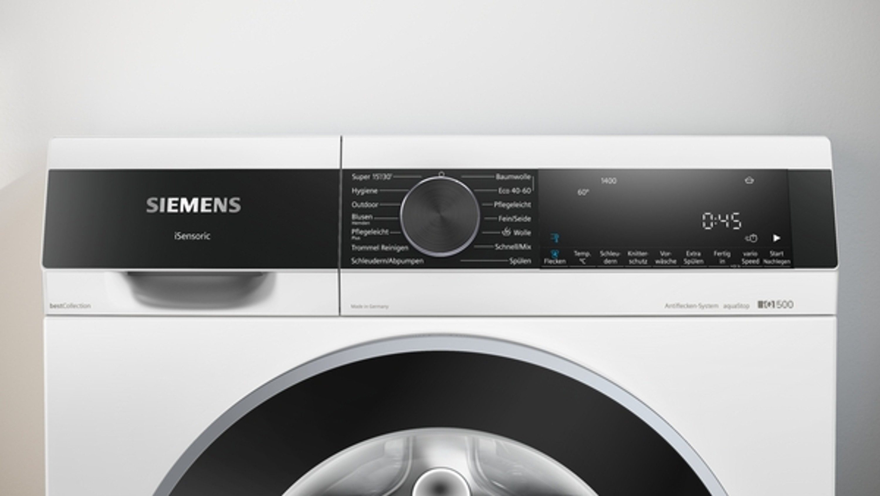 SIEMENS Waschmaschine iQ500 WG44G21G0, 9 kg, 1400 U/min, Antiflecken-System, schnelles Waschen, Beladungserkennung
