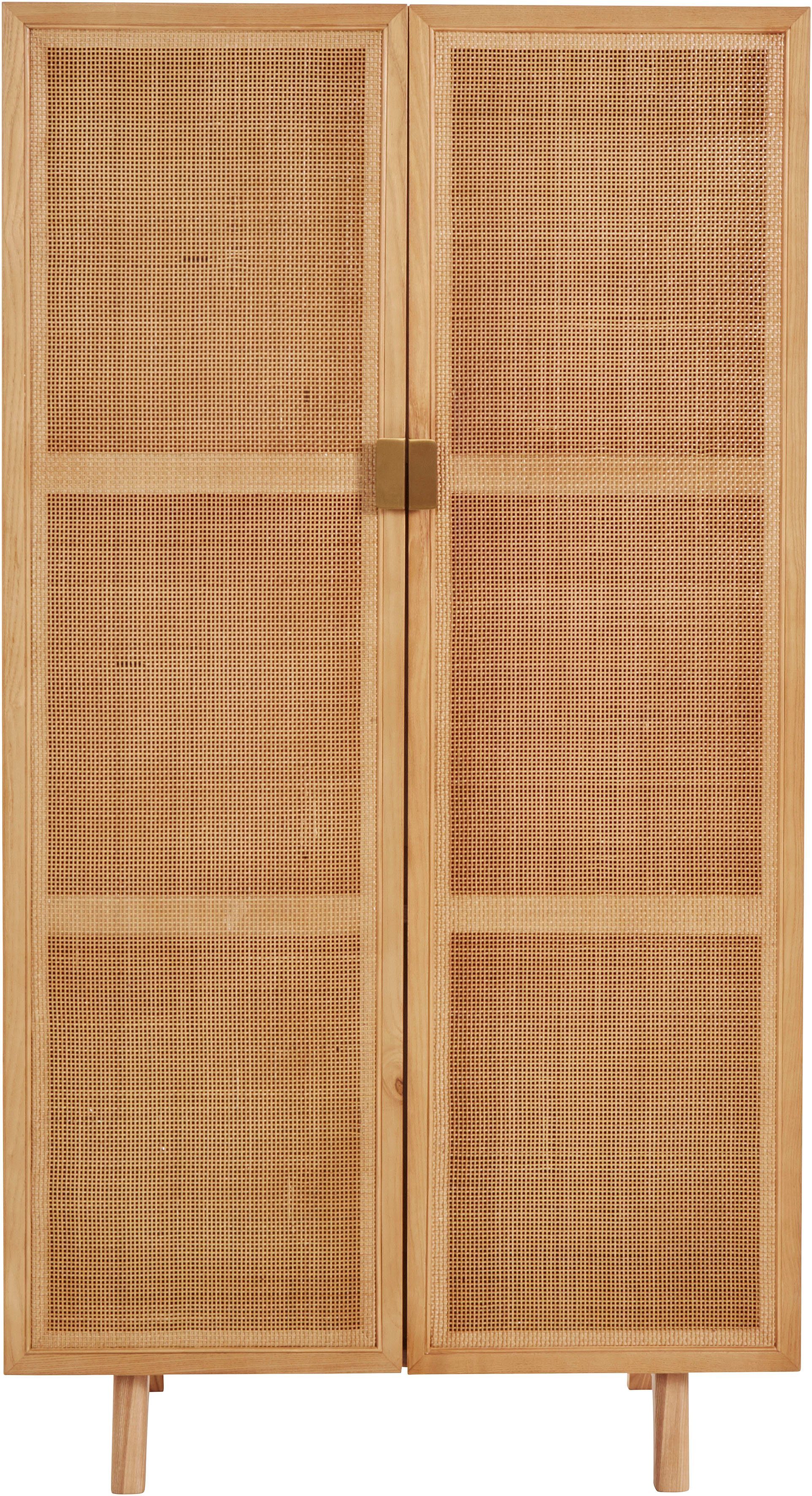 LeGer Home by Lena Gercke Highboard, Mit Rattan Einsatz, 3 Innenfächer, teilmassiv