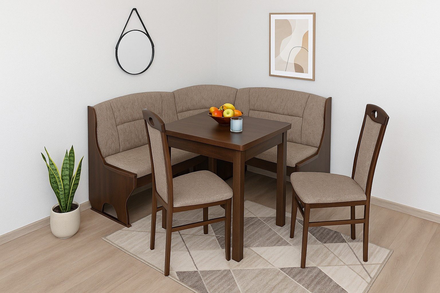 moebel-direkt-online Eckbankgruppe Madrid 4tlg. Set (Stauraumeckbank, Ausziehtisch, Massivholzstühle), (Spar-Set, 4tlg. Set), Eckbank mit Stauraumfunktion