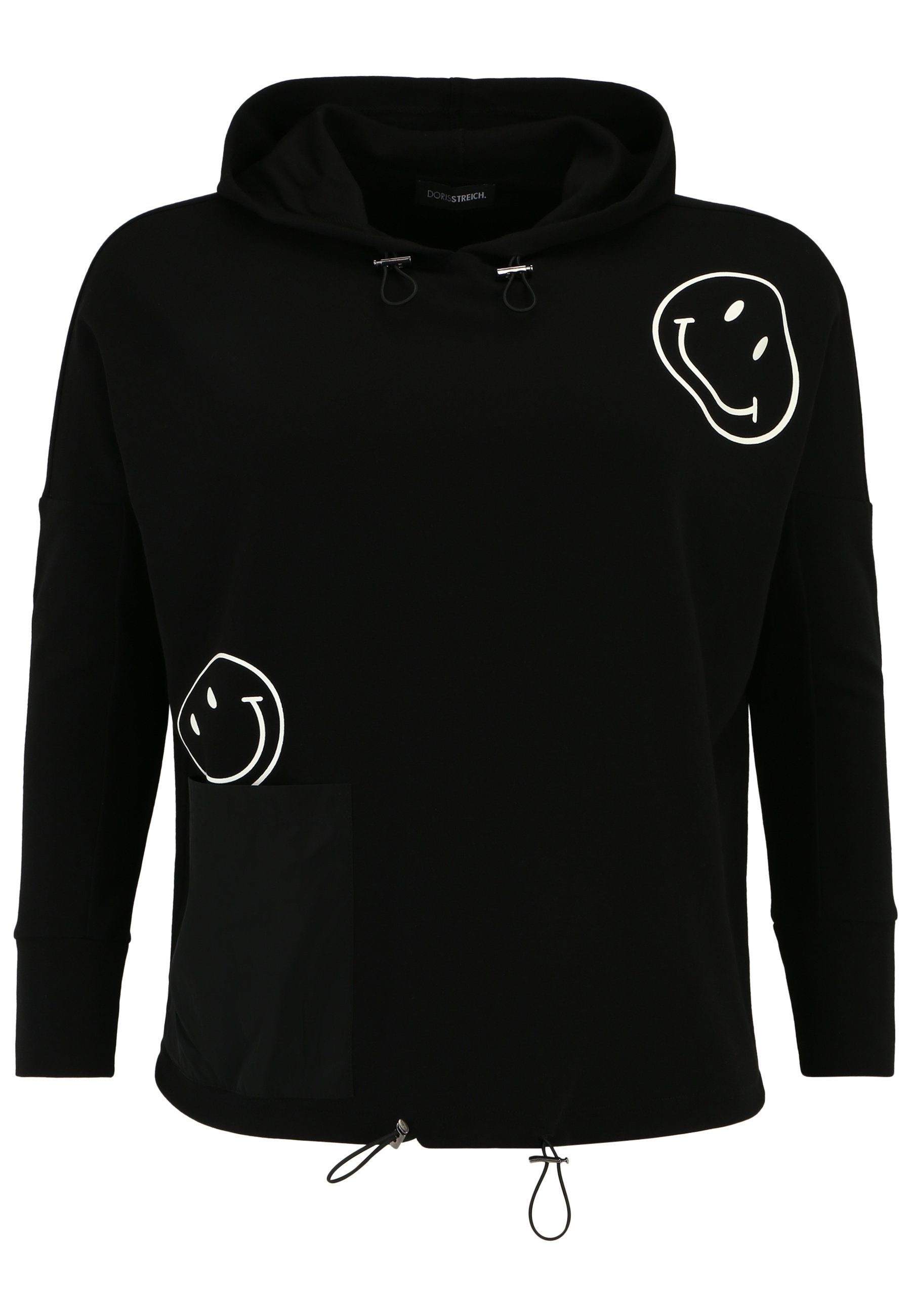 Doris Streich Longsleeve Sweatshirt mit Hoody und Smiley-Motiv mit modernem Design