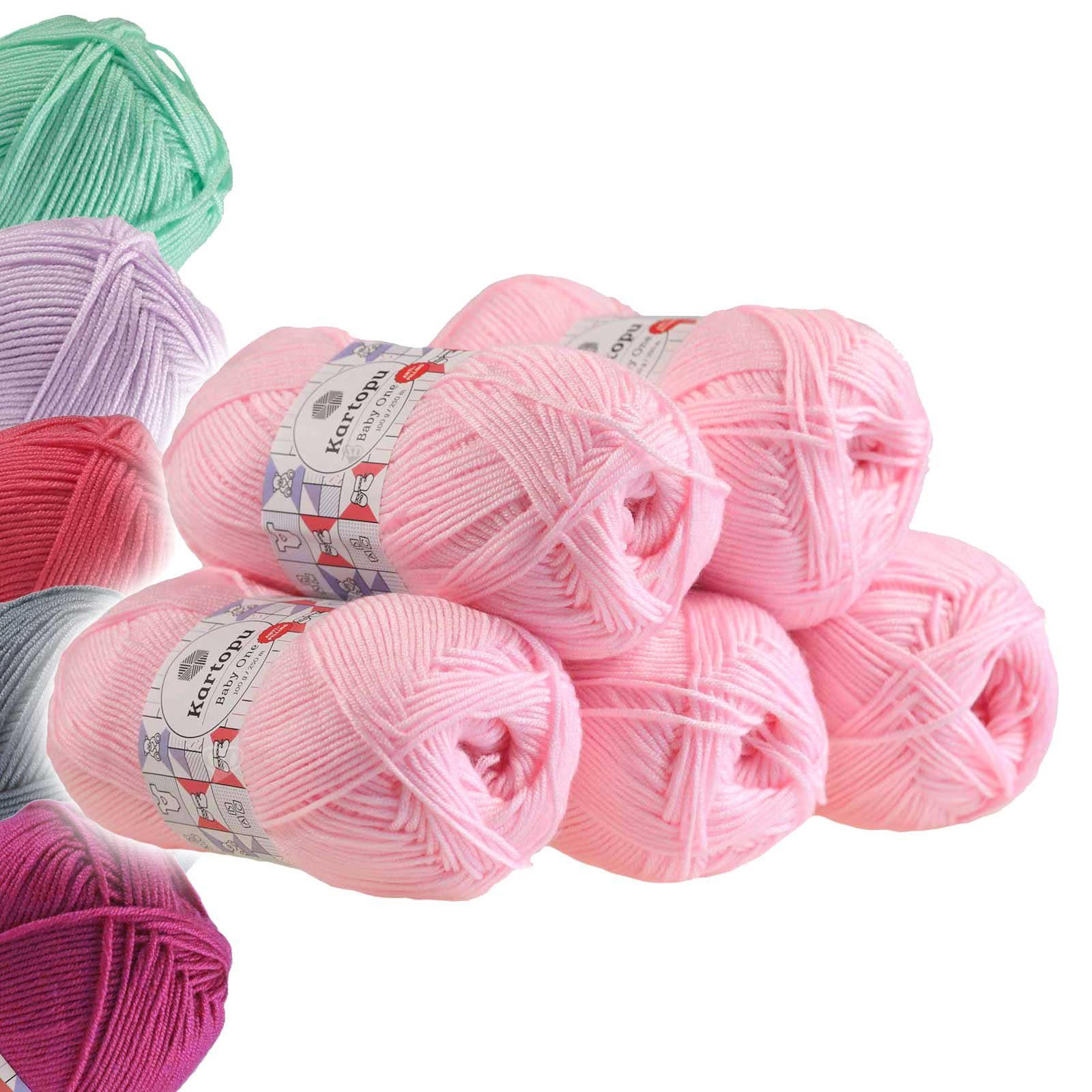 Kartopu 5 x 100g Strickgarn Kartopu BABY ONE Häkelwolle, 250 m, K782 rosa