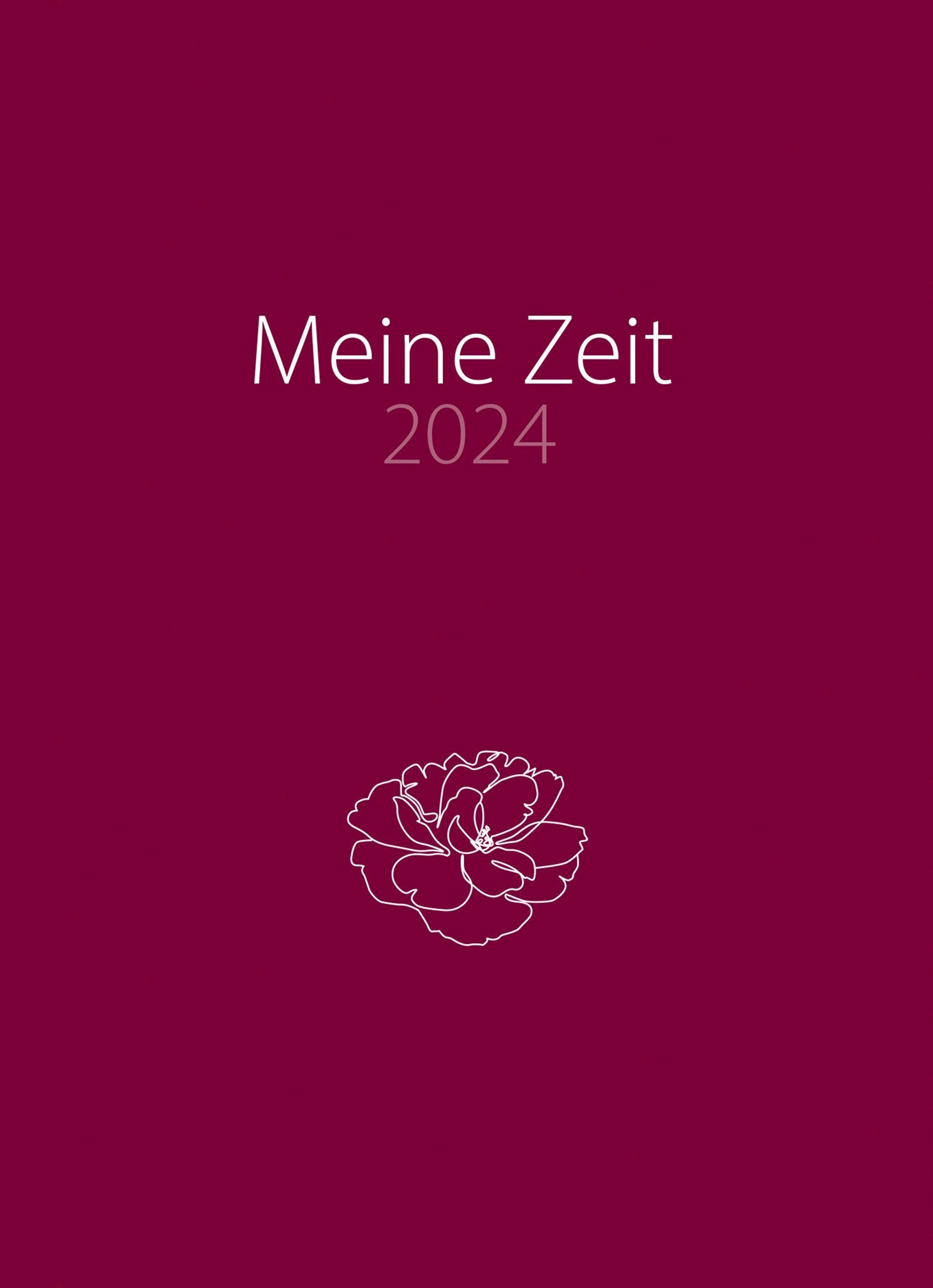 Gerth Medien Terminkalender Meine Zeit 2024 (Pfingstrose) rot