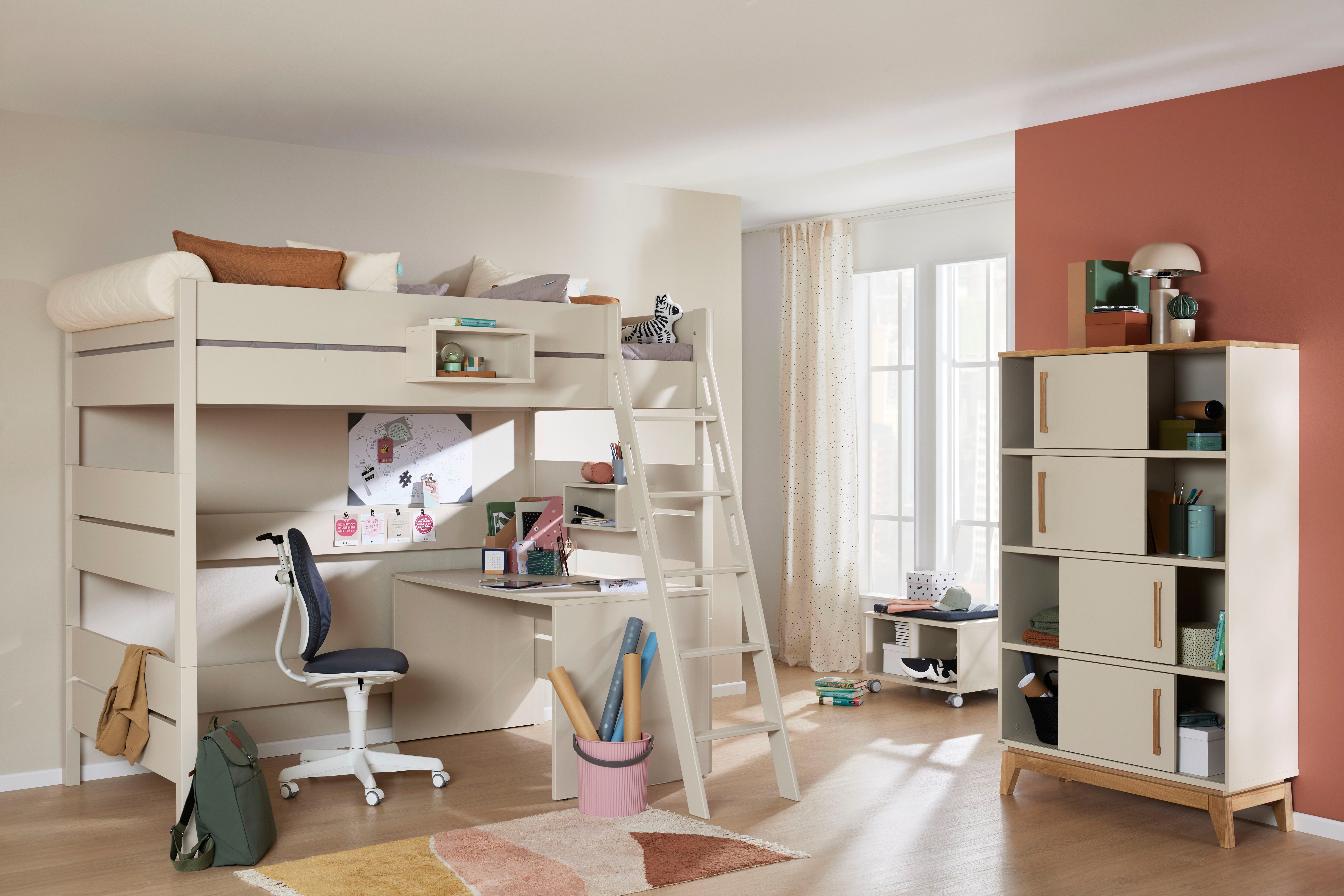 PAIDI Kinderschreibtisch STIENE in Beige oder Grau, 130x70 cm (B/H/T ca. 130/73/70cm), stabiler und langlebiger Schreibtisch, kratzfest, leicht zu reinigen