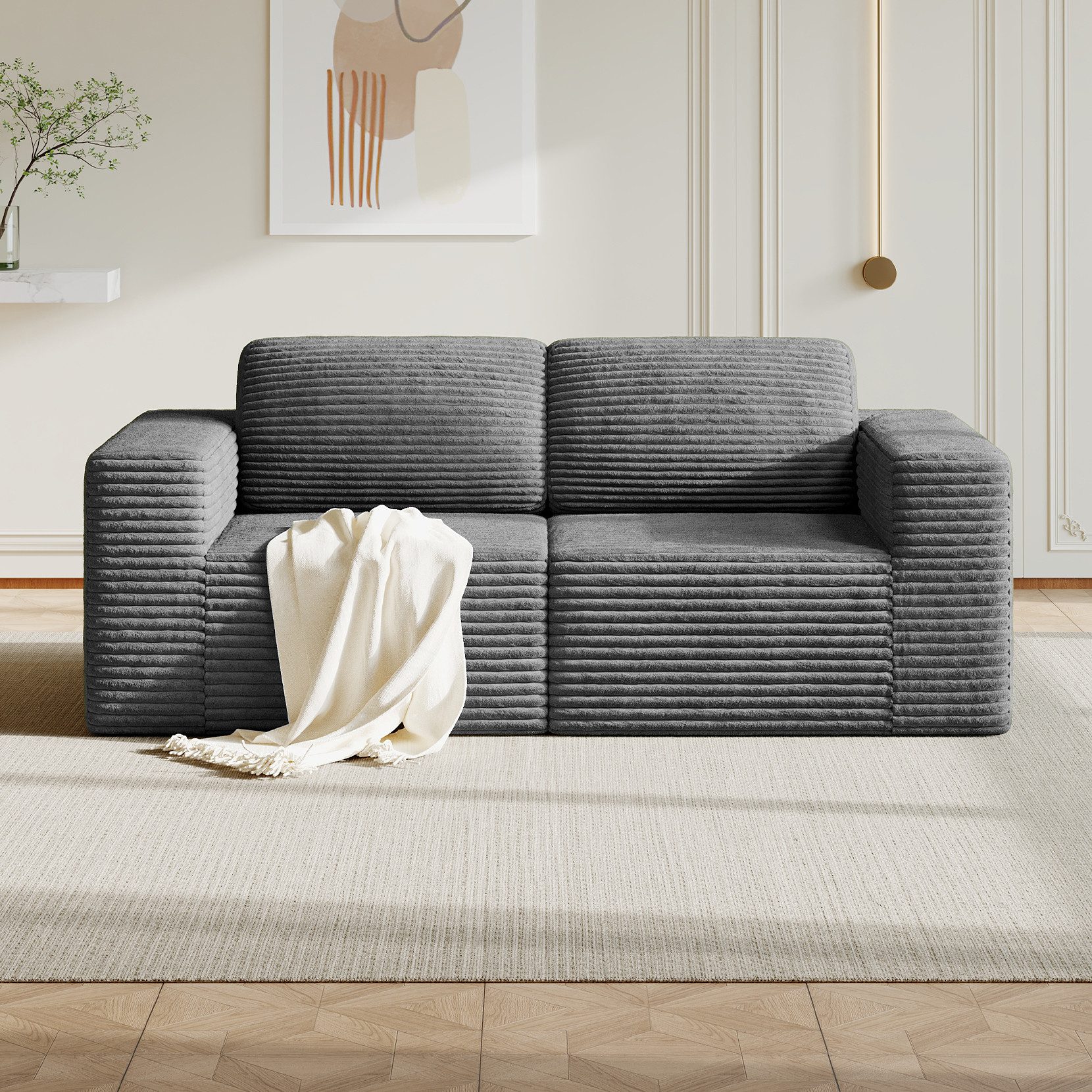 OUNUO Ecksofa Ecksofa Modularer KordKordstuhl mit Hochelastischem Schwamm