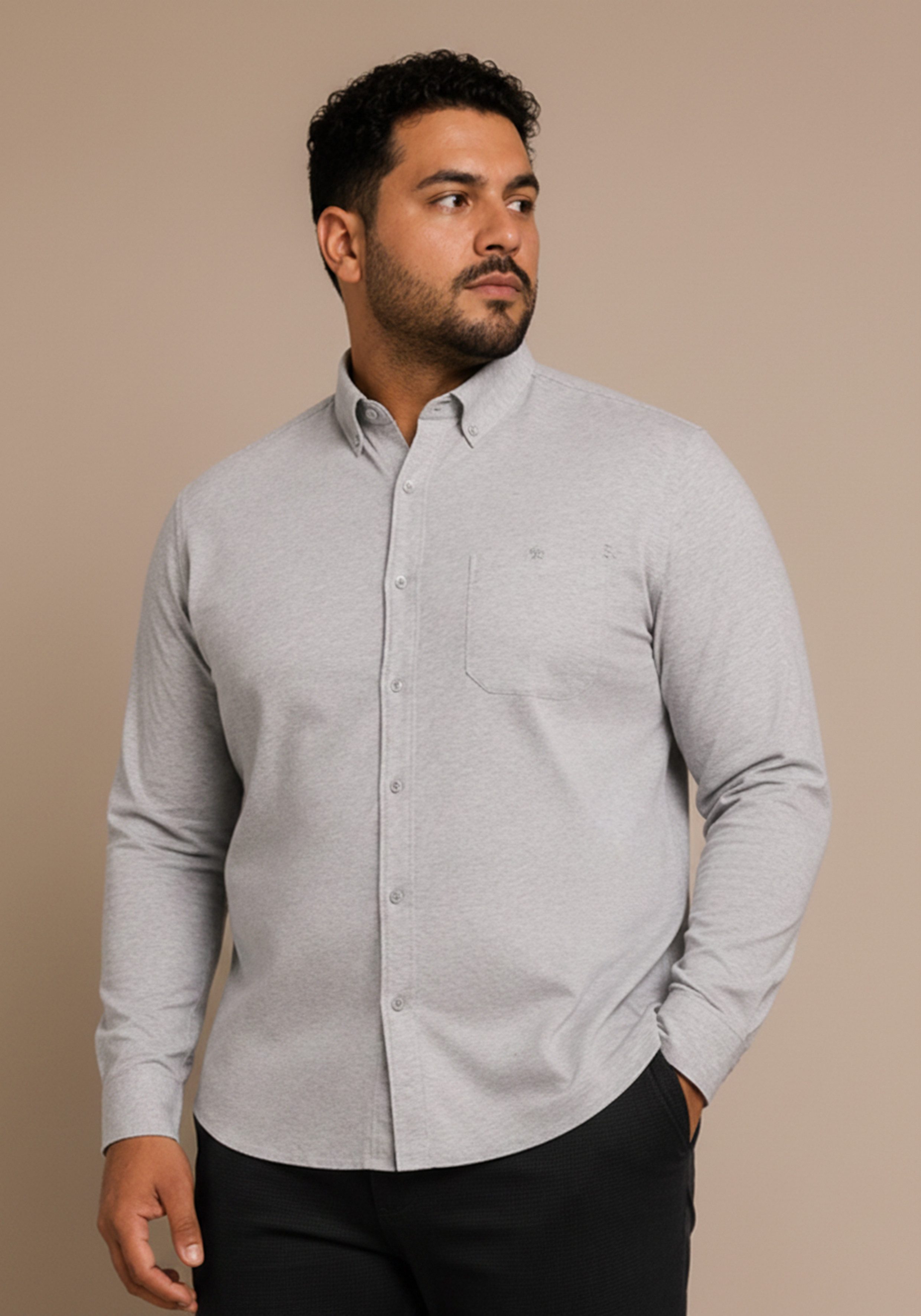 Man's World Plus Langarmhemd Regular Fit, mit normalem Hemdkragen, aus Baumwoll-Jersey