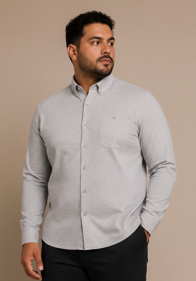 Man's World Plus Langarmhemd aus softem Baumwoll-Jersey Regular Fit, Maximaler Komfort, zeitloser Hemdenstil
