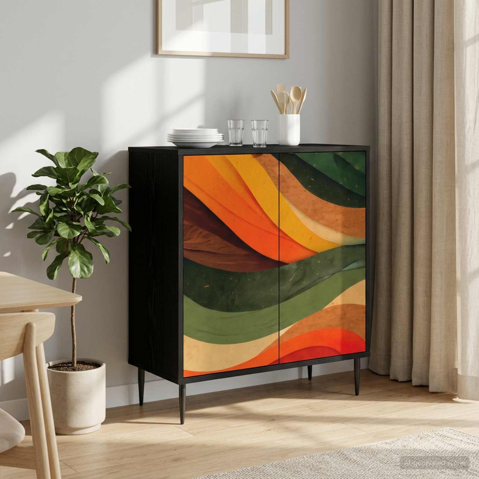 vidaXL Sideboard Sideboard BONN Schwarz Eichen-Optik 69 x 33 x 76 cm (1 St)