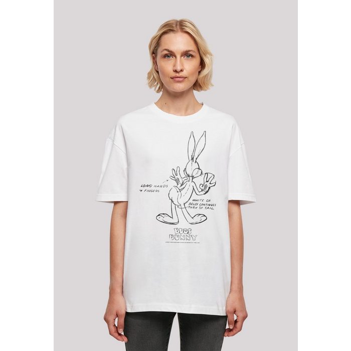 F4NT4STIC T-Shirt Looney Tunes Trickfilm Serie Cartoon Bugs Bunny Weiß Belly