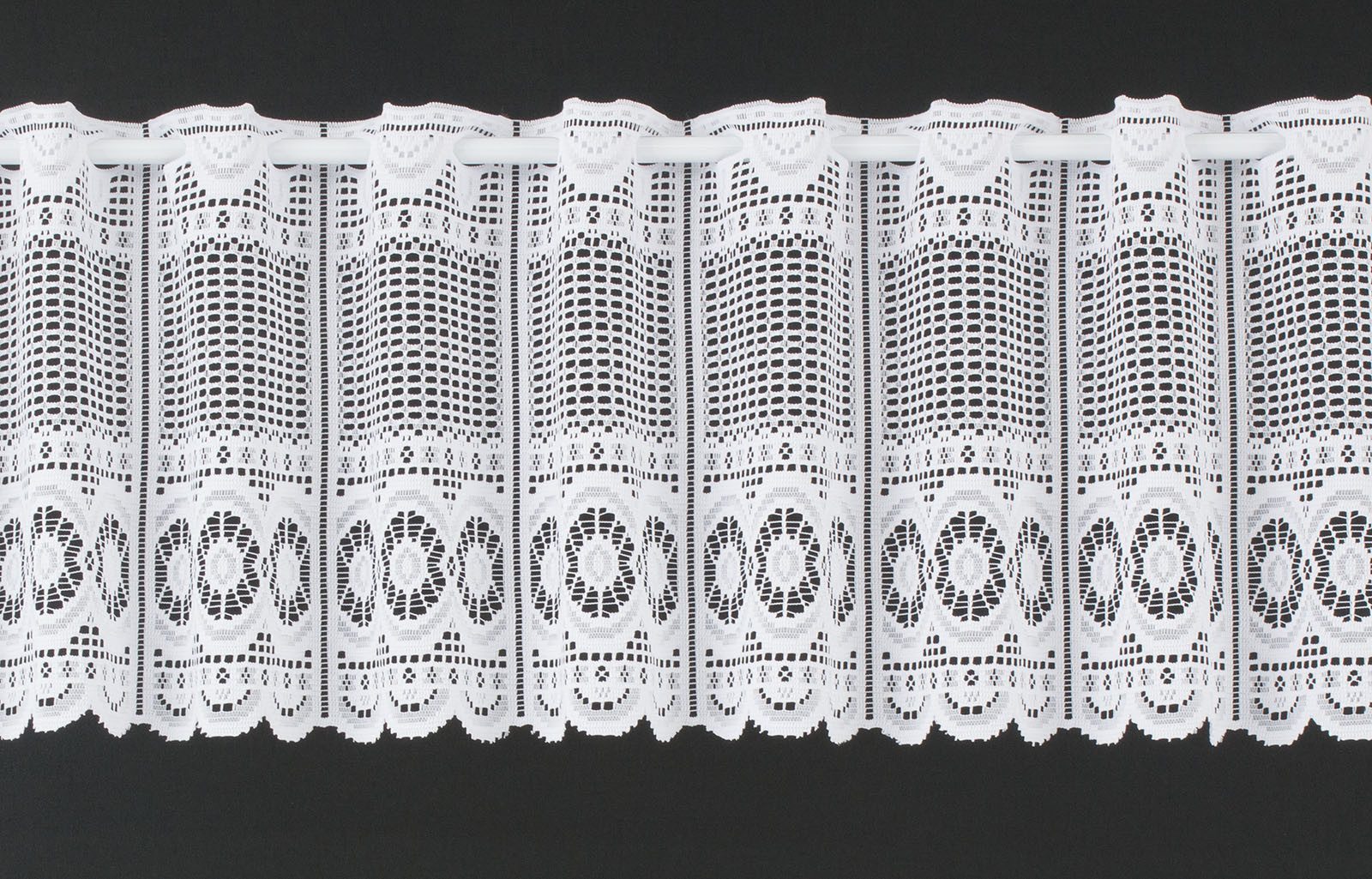 Gardinen Kranzusch Scheibengardine Jacquard gebogt Abschluss (1 St), Stange günstig online kaufen