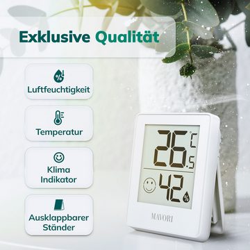 MAVORI Hygrometer und Thermometer digital mit sehr präzisen Messwerten, (1-St), Thermometer mit Luftfeuchtigkeit