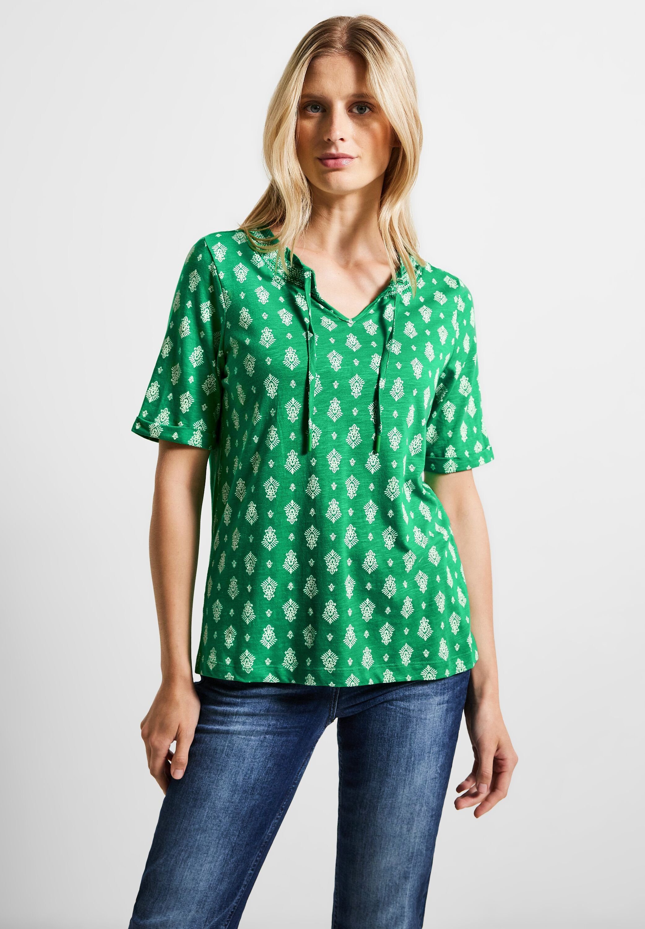 T-Shirt green Materialmix Cecil aus fresh softem