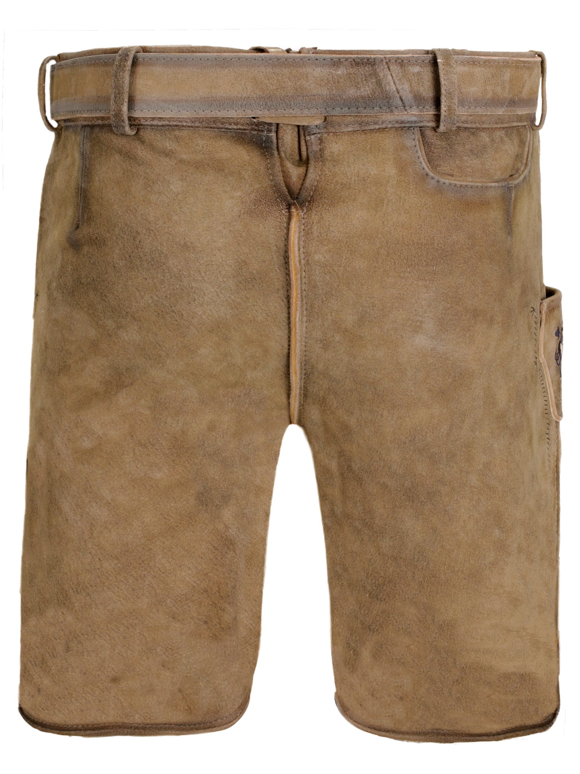 FUCHS Trachtenlederhose Trachtenlederhose kurz Wels braun-marine (2-tlg) in günstig online kaufen