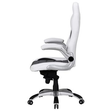 FINEBUY Gaming Chair SuVa1748_1 (Kunstleder Weiß / Grau, Drehstuhl Racing Design), Schreibtischstuhl Drehbar, Bürostuhl mit Armlehne