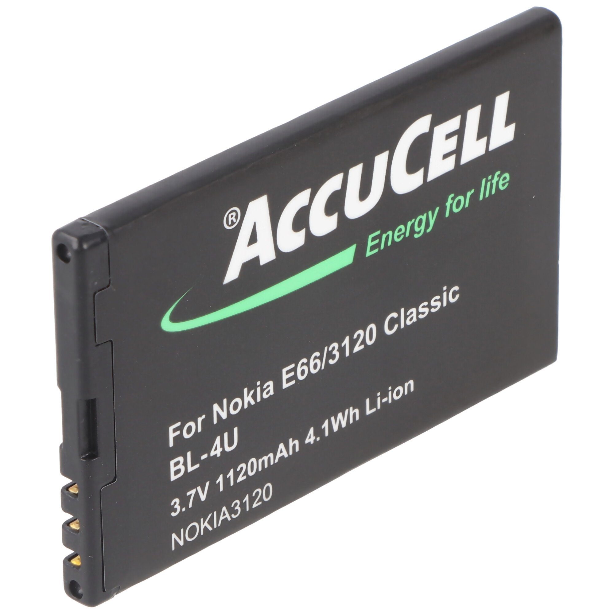 AccuCell Li-Ion-Akku 900mAh 3.7V MP-S-V, Nokia N4U85T, BL-4UV, Akku BL-4U, TB-B für