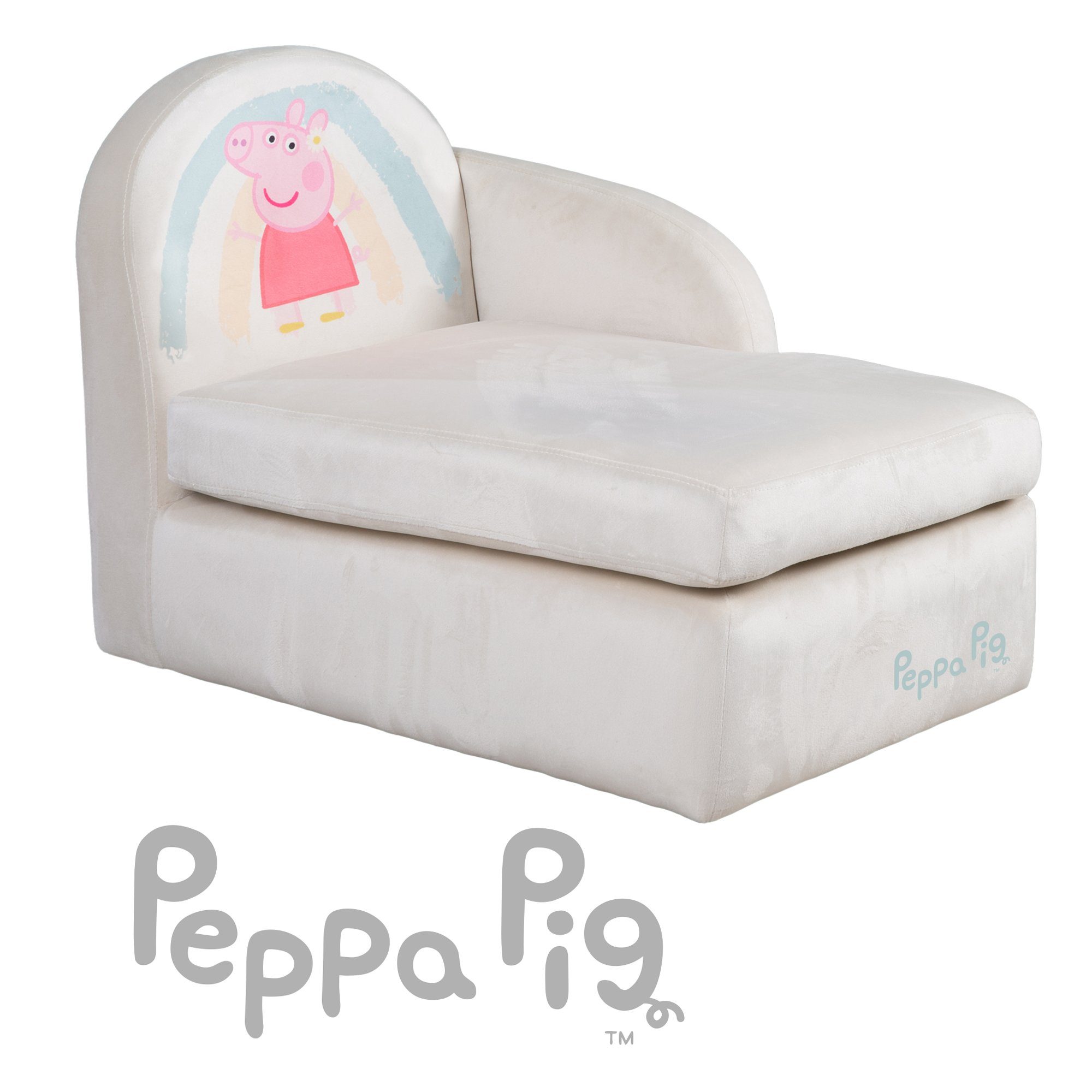 roba® Kindersofa Kinderlounge Peppa Samtbezug in Armlehne, mit und beige Pig, Kinderloungesofa