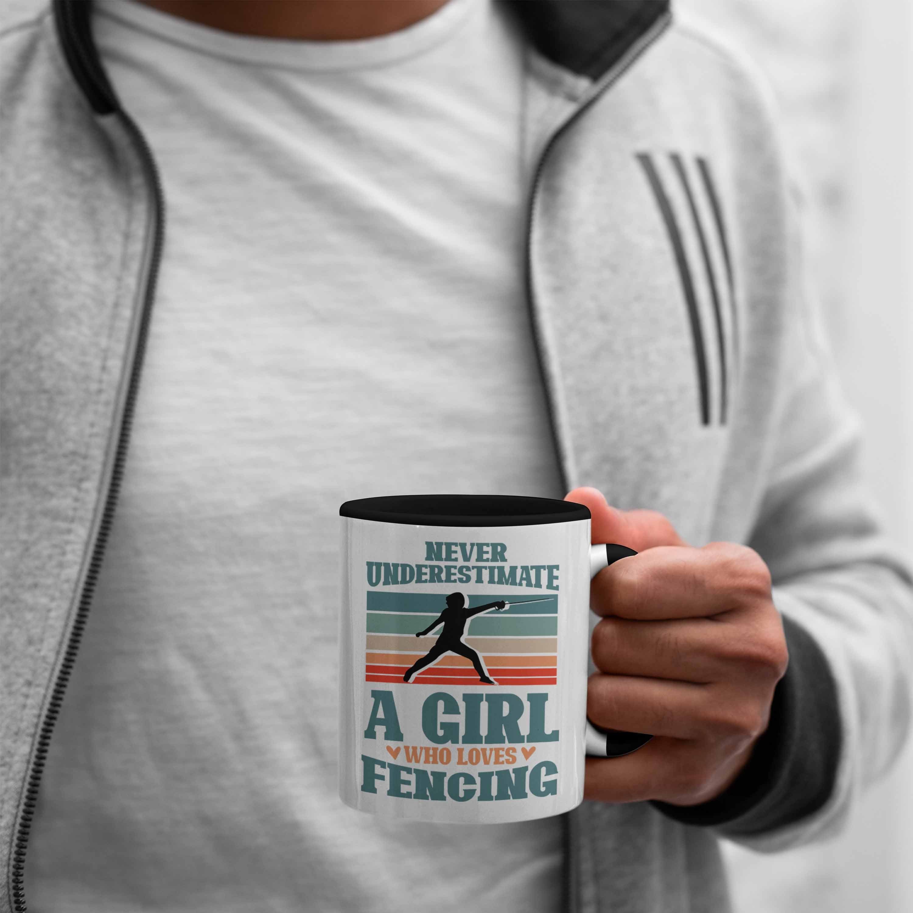 Lustige Geschenk und für Trendation für Frauen Schwarz Tasse Fechterinnen Mädchen Fechten-Tasse