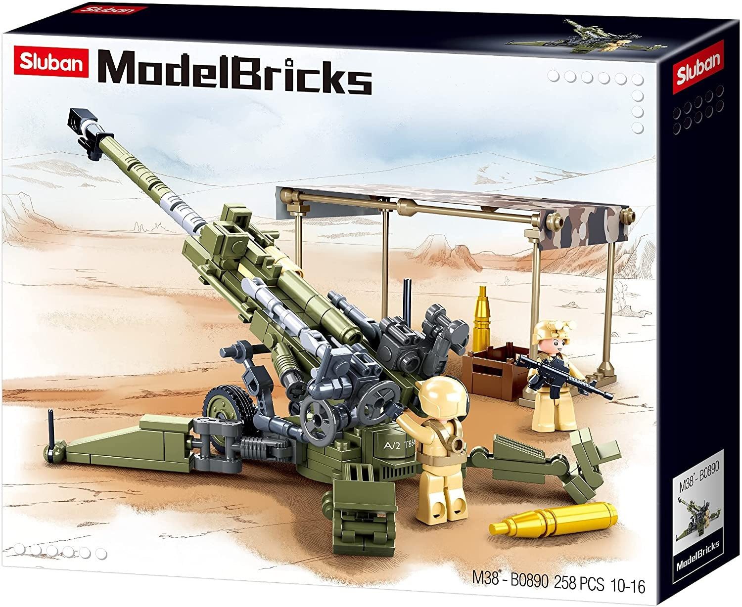 Sluban Sluban Model Bricks M38-B0890 - Haubitze, Bausatz, 258 Klemmbaustei... Konstruktions-Spielset