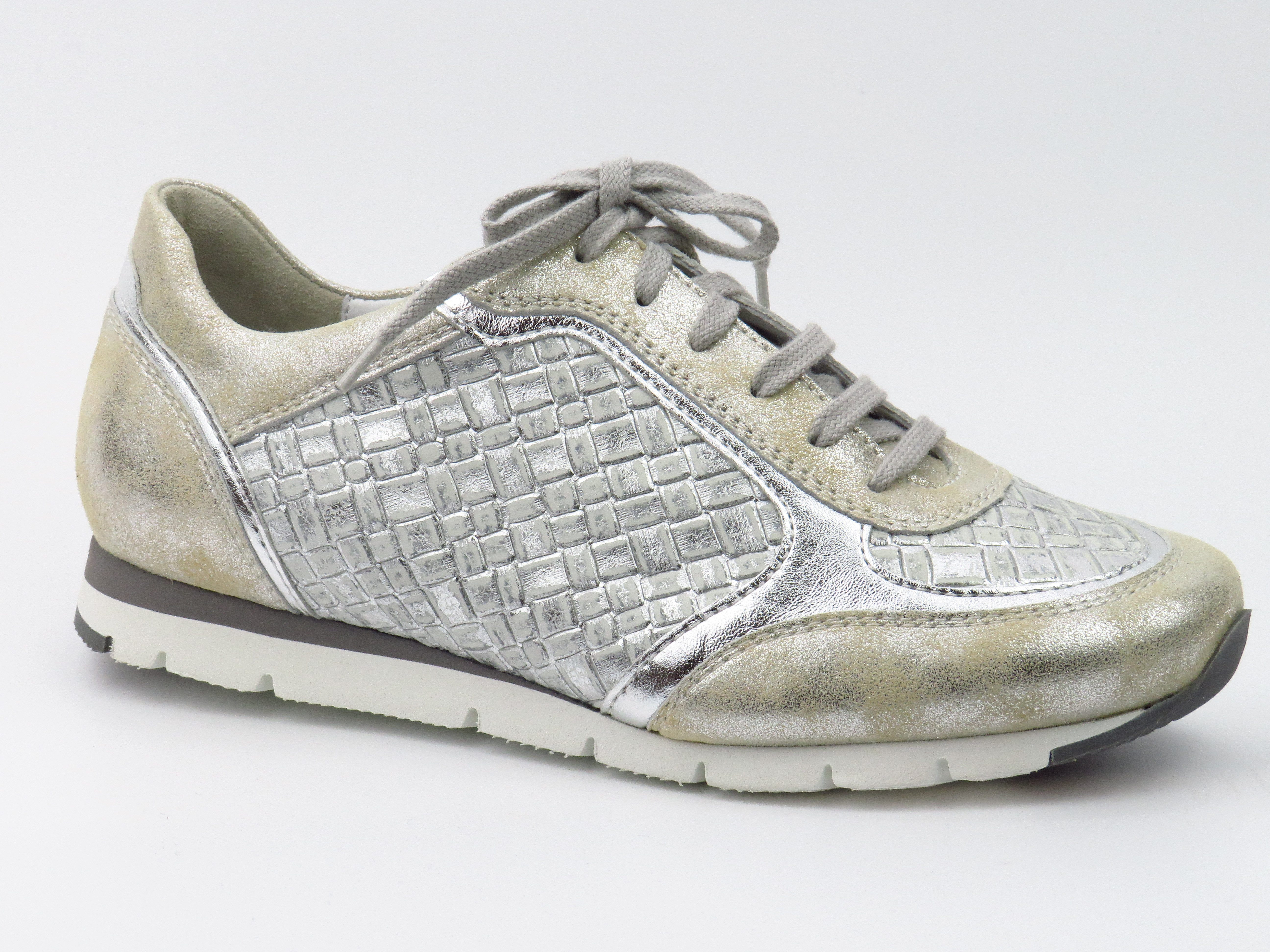 Rosa weiss/silber 15mm Schnürschuh