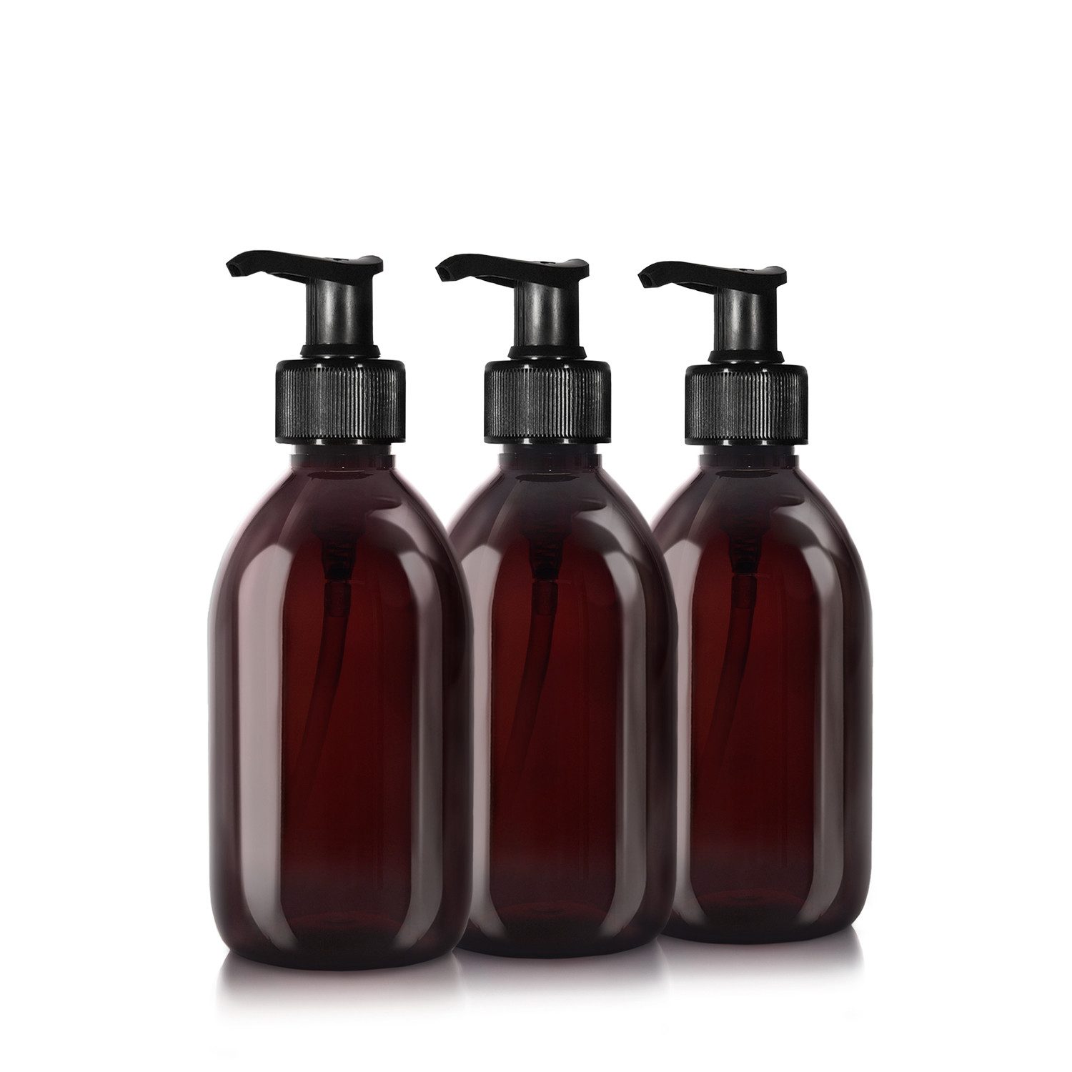 Oputec Seifenspender 3 x 300ml Seifenspender aus Kunststoff braun zum Befüllen