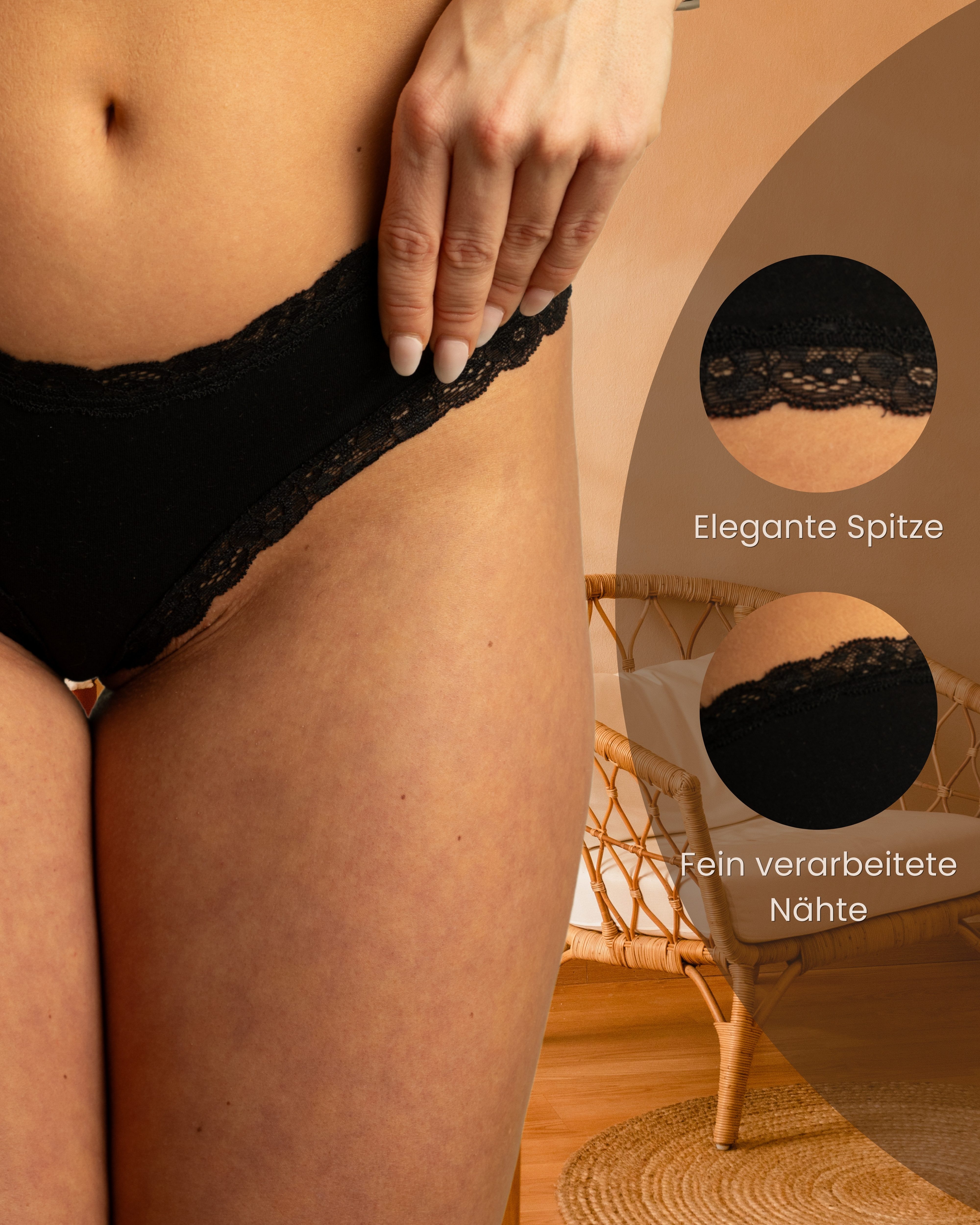 Benonetti Slip Brazilian Damen Slips mit zarter Spitze – sinnlich, weich & bequem (3er Pack, 3er Set) mit Spitze, Elastikbund, sehr bequemer Baumwollstoff