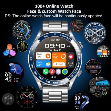 paazomu Smartwatch (1,46 Zoll, Android, iOS), Bluetooth Anruf mit Herzfrequenz/Schlafüberwachung, Fitness-Tracker