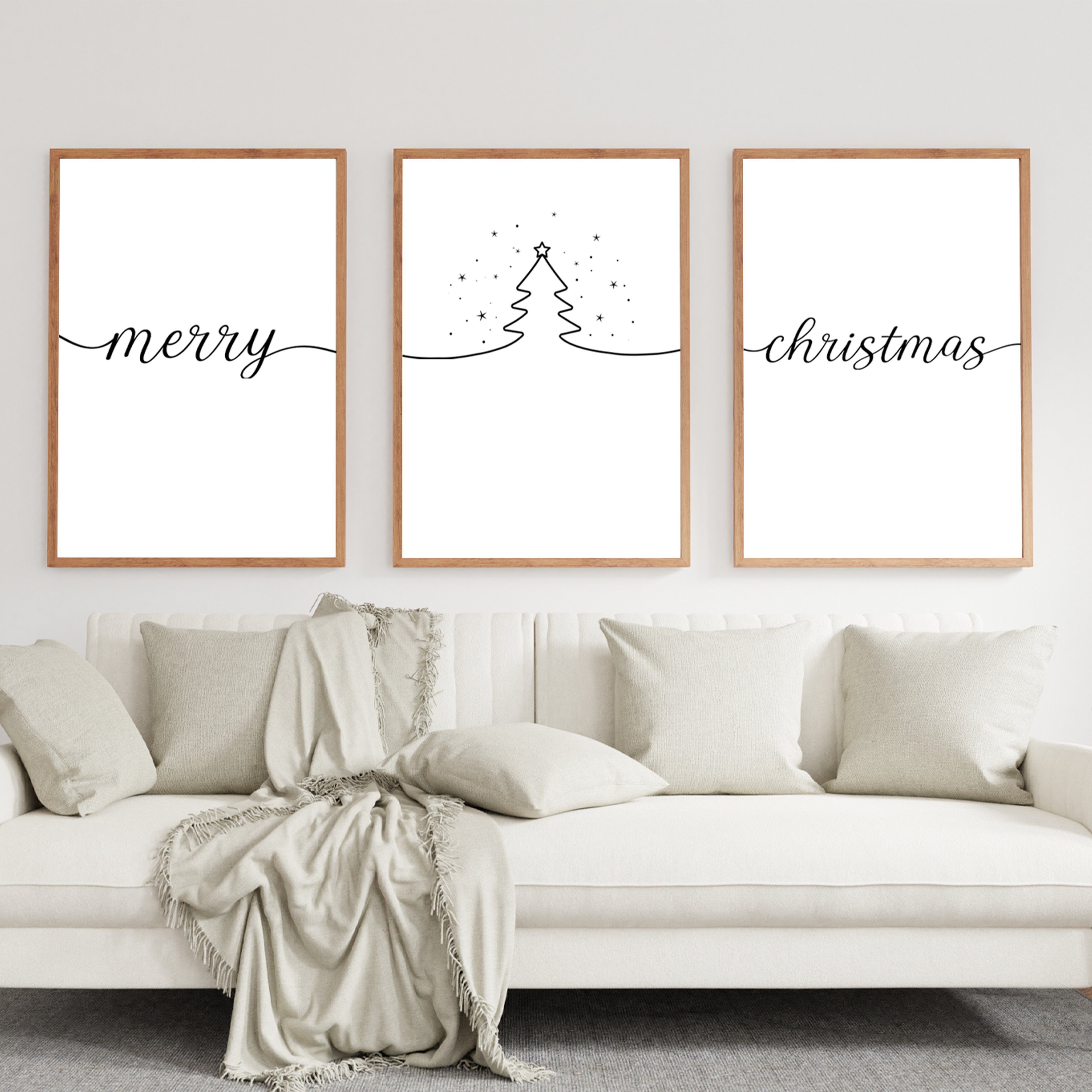 【Favorit】 Tigerlino Poster Weihnachten 3er Weihnachtsbaum Wandbild Merry Christmas Set Wanddeko