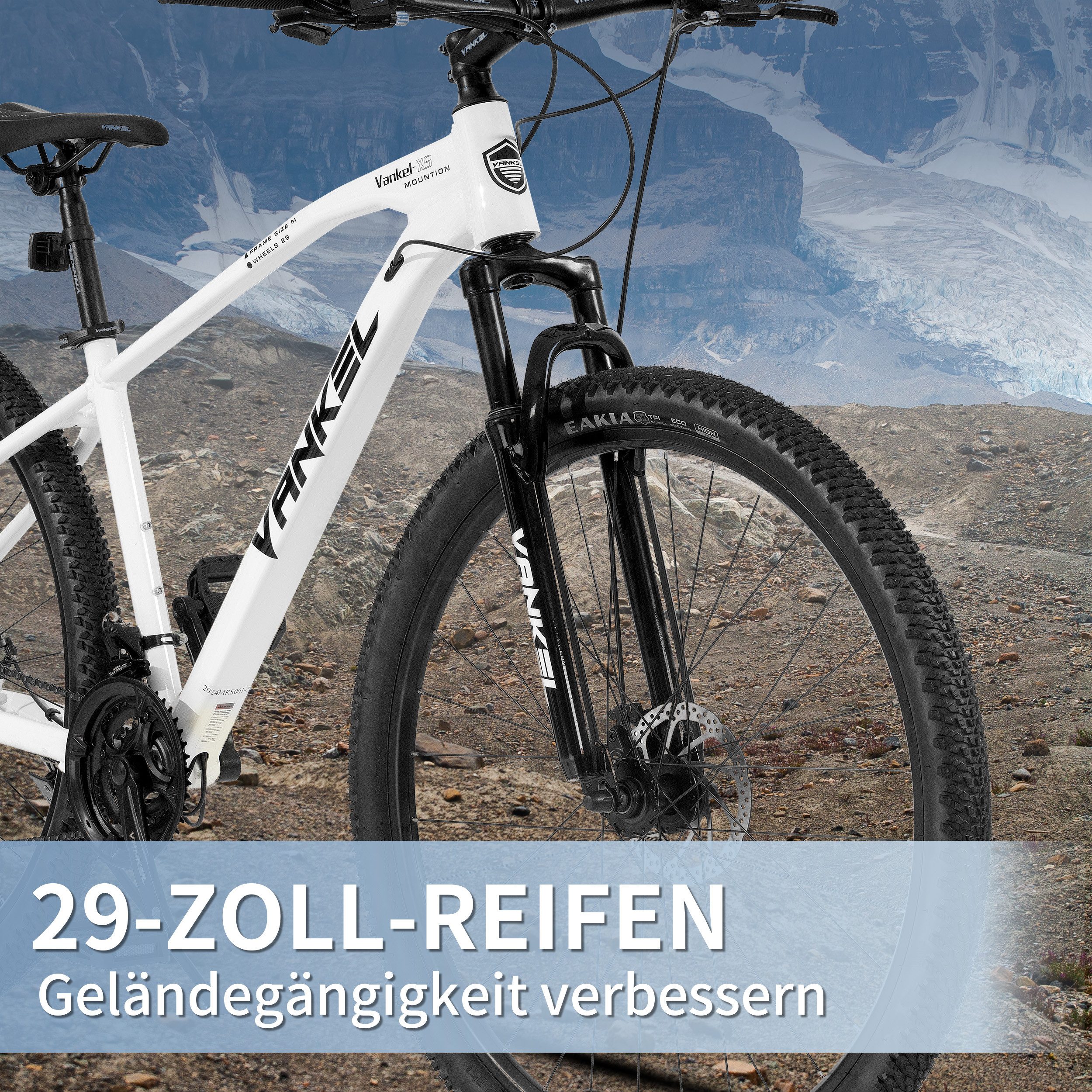 Vankel Mountainbike Mountainbike Hardteil MTB 28&29 Zoll Breitreifen für Damen und Herren, 21 Gang Tourney, Shimano 21 Gang, Kettenschaltung, Scheibenbremsen hinten und vorne