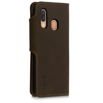 kalibri Handyhülle, Hülle kompatibel mit Samsung Galaxy A40 - Leder Handyhülle Handy Case Cover - Schutzhülle Lederhülle - Standfunktion Kartenfächer