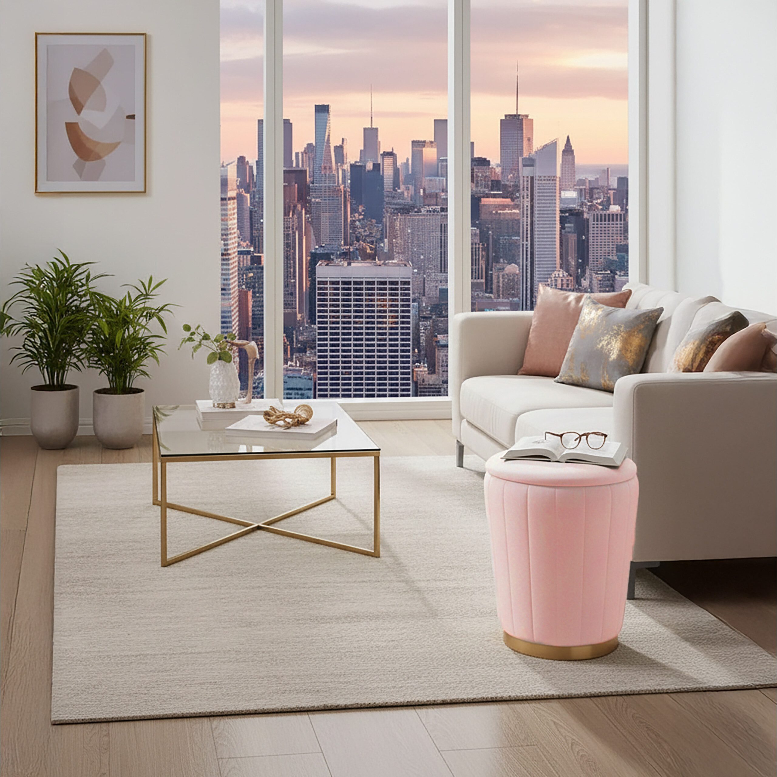 relaxdays Stauraumhocker Hocker aus Samt mit Stauraum, Altrosa