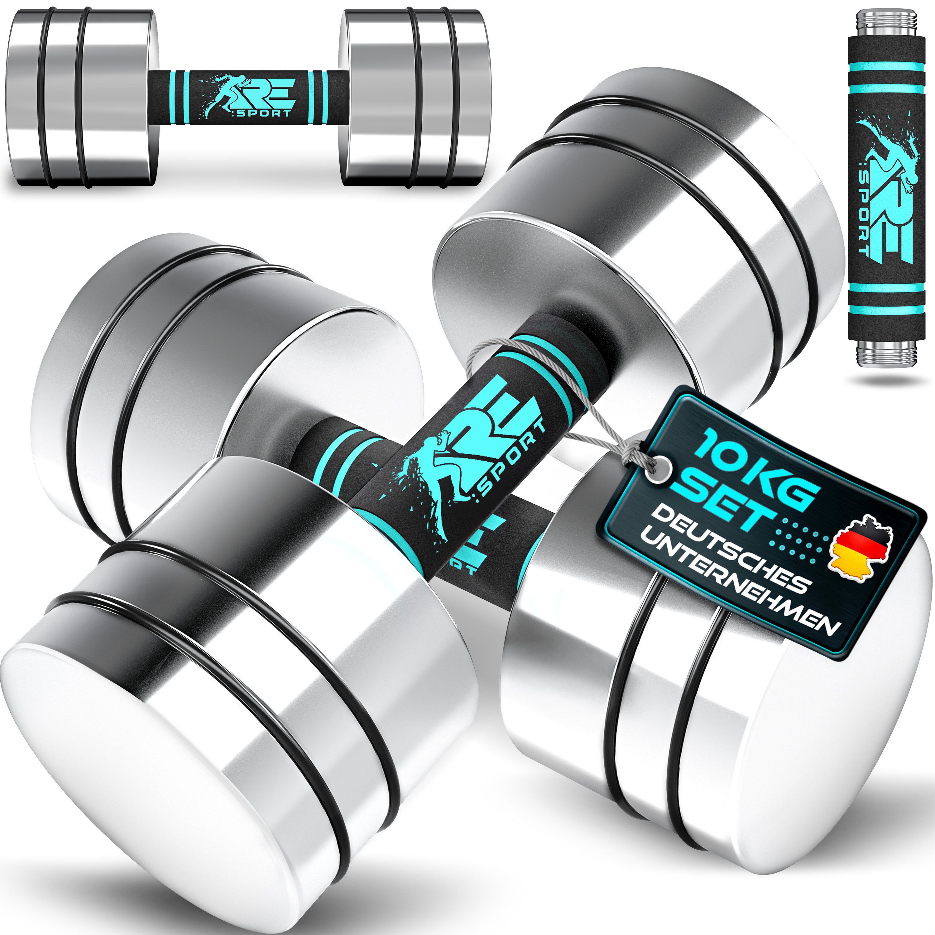 RE:SPORT Hantel RE:SPORT® 2er Hanteln Set aus massivem Stahl 2,5/5/7,5/10 kg, Hantel, (Kurzhanteln Home Gym, Krafttraining & Muskelaufbau, Fitness Kurzhantel mit Gewichten & Schaumstoffgriff), 2er Hanteln Set aus Stahl 2,5/5/7,5/10 kg Hantel