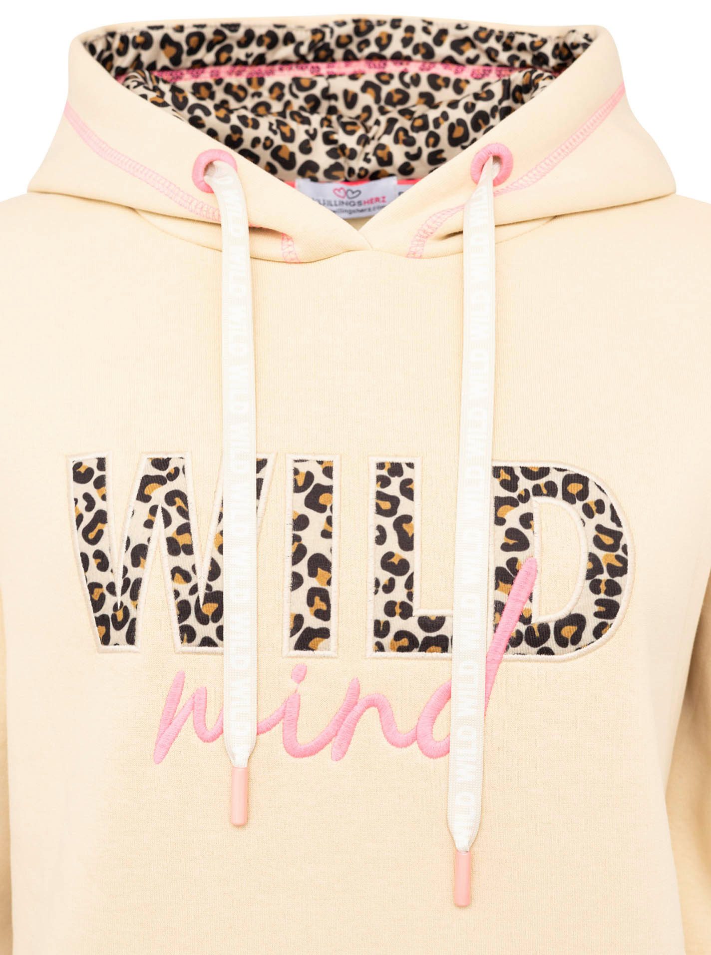 Zwillingsherz Hoodie "Wild Mind" Stickerei, bedruckte Kordel, Kängurutasche, Rippbündchen – Bild 5 von 5