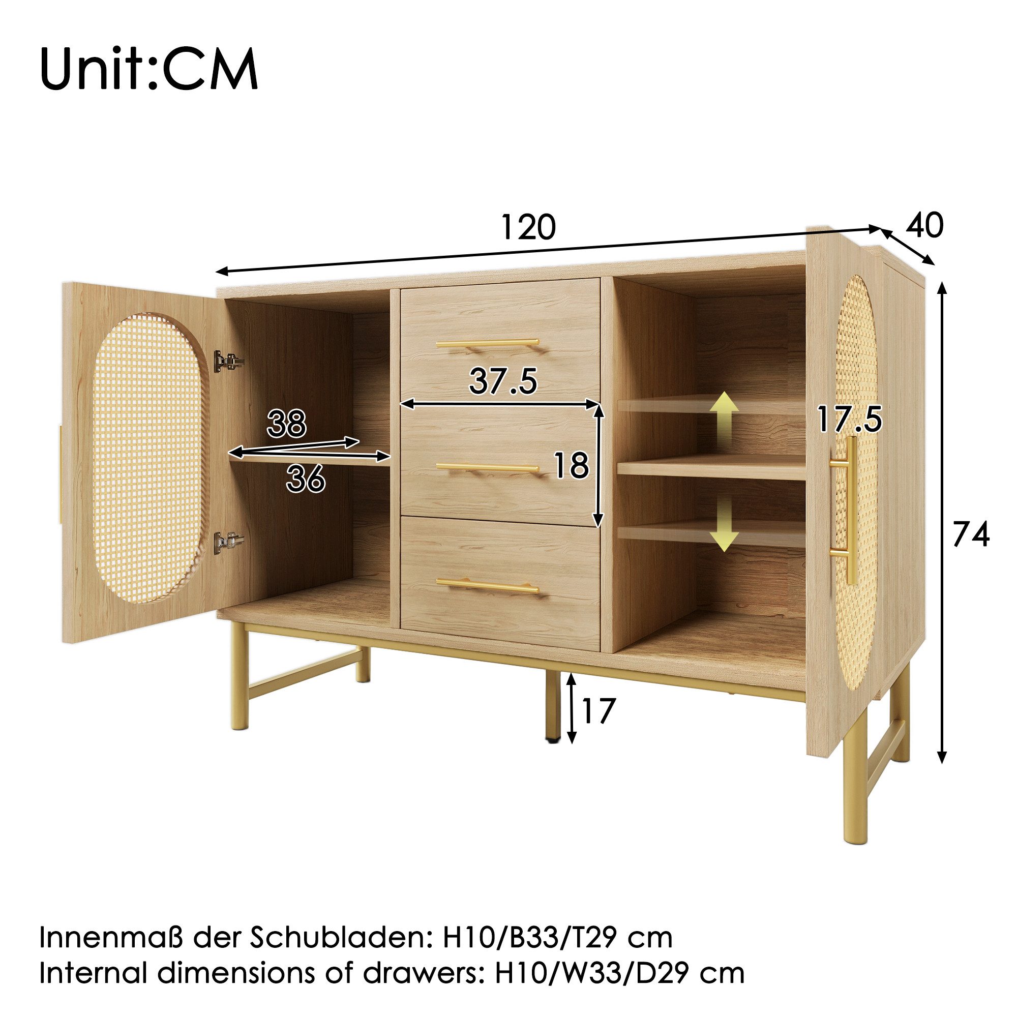 Celya Sideboard Rattan kommode Sideboard mit günstig online kaufen