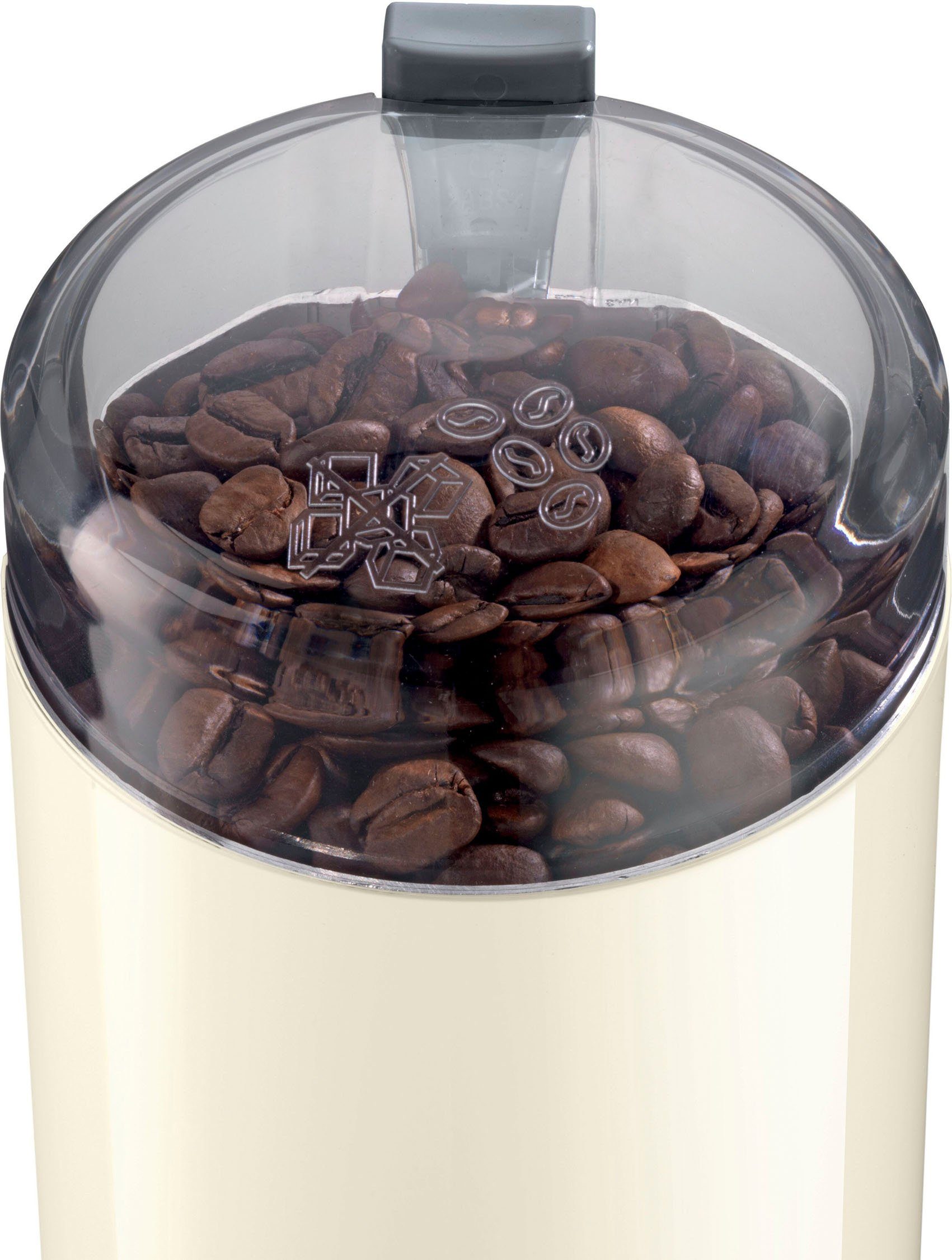 BOSCH Kaffeemühle TSM6A011C, Edelstahl-Schlagmesser, Sicherheitsfunktion, 180 W, Schlagmesser, 75 g Bohnenbehälter, 180 W, 75g Bohnenbehälter, elektrisch, creme
