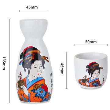 Panbado Gläser-Set, Porzellan, 5-teilig Sake Set aus Porzellan