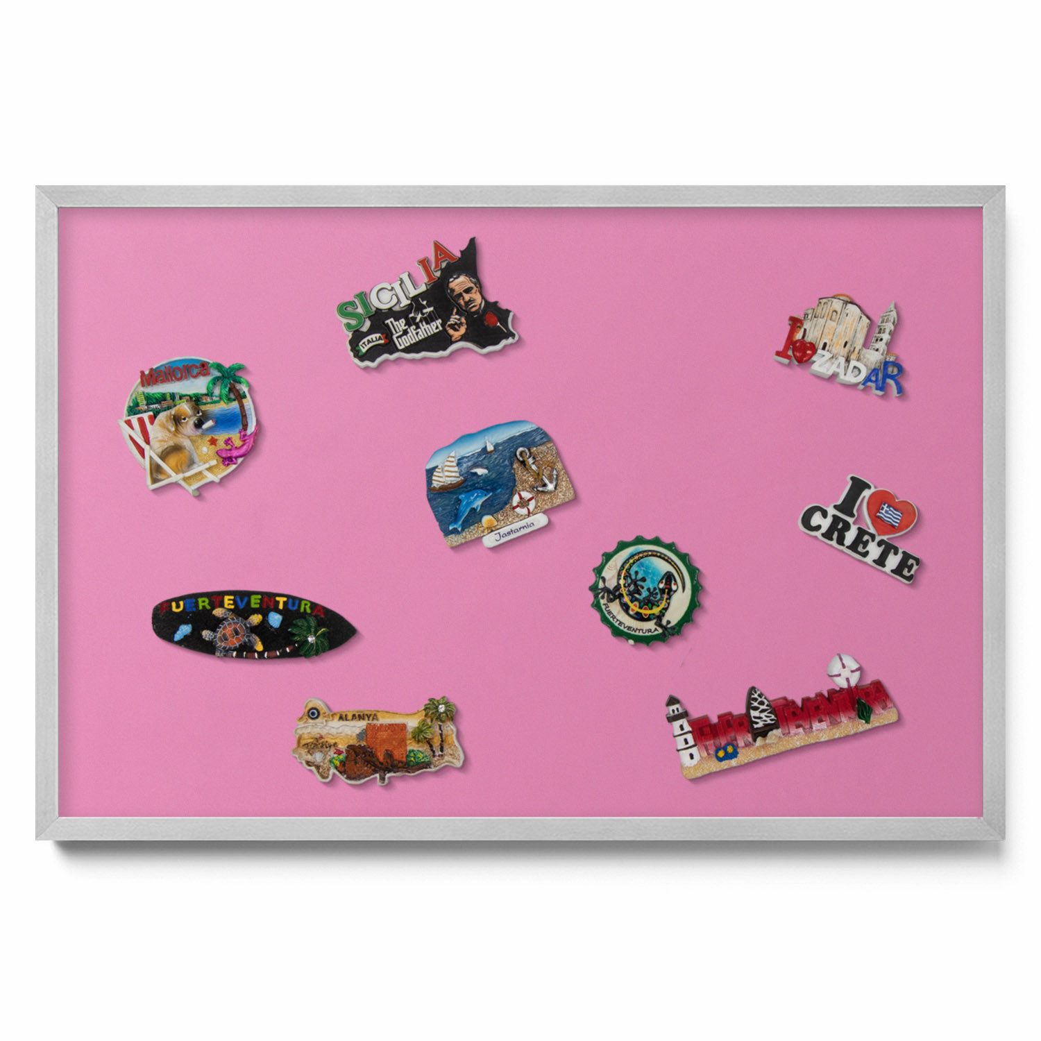 Tulup Magnettafel mit silbernem Rahmen, mit einfarbigem Hintergrund, für Wandmontage, Magnetisches Memoboard Dekorative für Erinnerungen