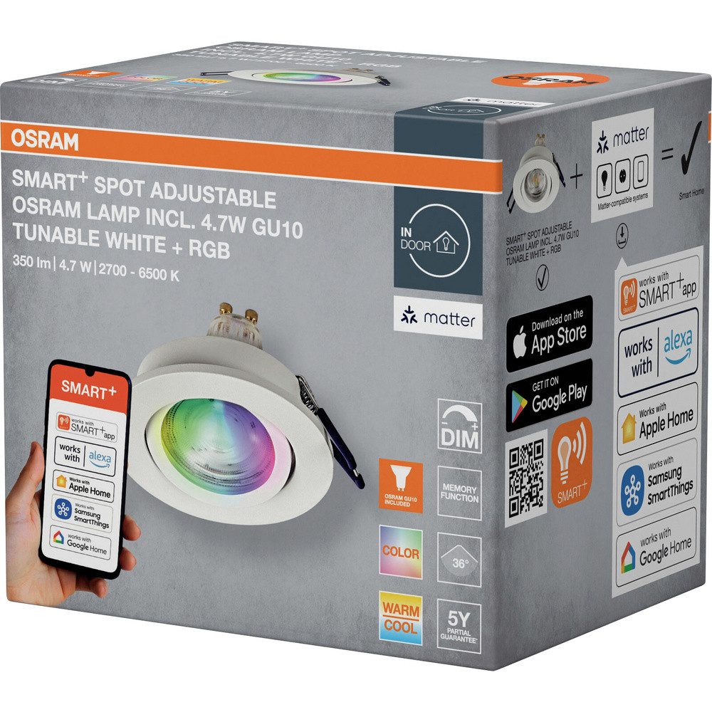 Osram Einbauleuchte OSRAM HOMELIGHTING 4058075853737 Deckenstrahler, LED-Deckenstrahler