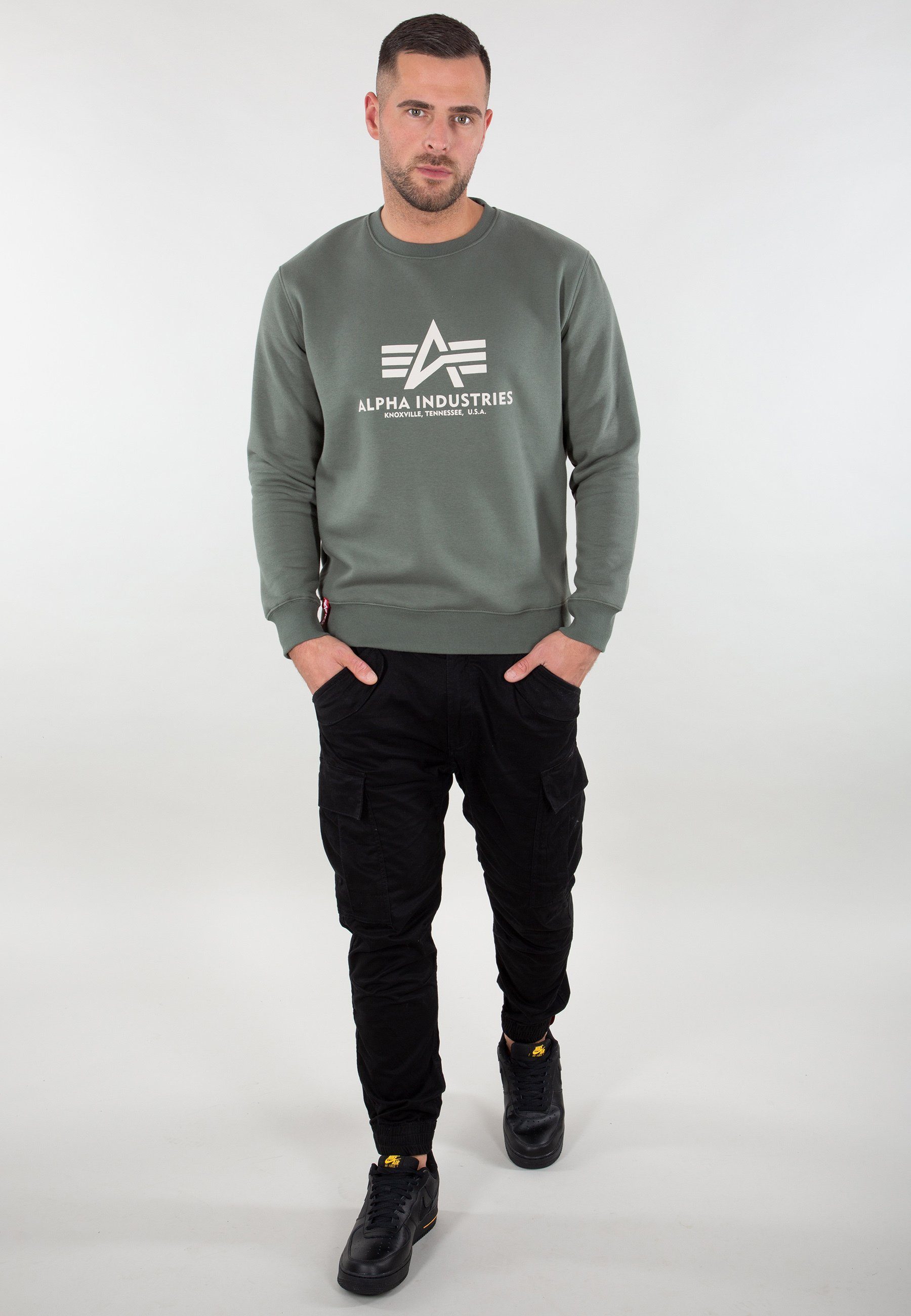 Alpha Sweater Men vintage Industries - Alpha green Sweater Sweatshirts Industries Basic
