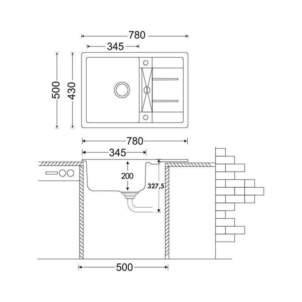 Naber Granitspüle Naber Einbauspüle Corto 780 Cin-Nagranit, 0/0 cm