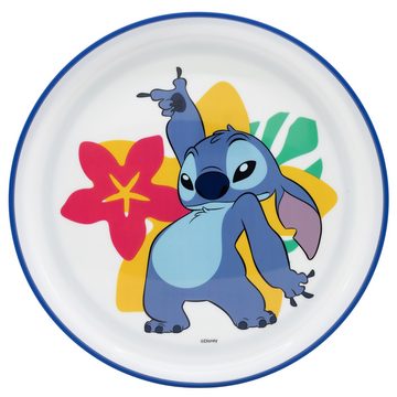 Disney Kindergeschirr-Set Disney Stitch Kinder Geschirr-Set 3 teilig (3-tlg), 1 Personen, Kunststoff, antirutsch Becher Teller Schüssel