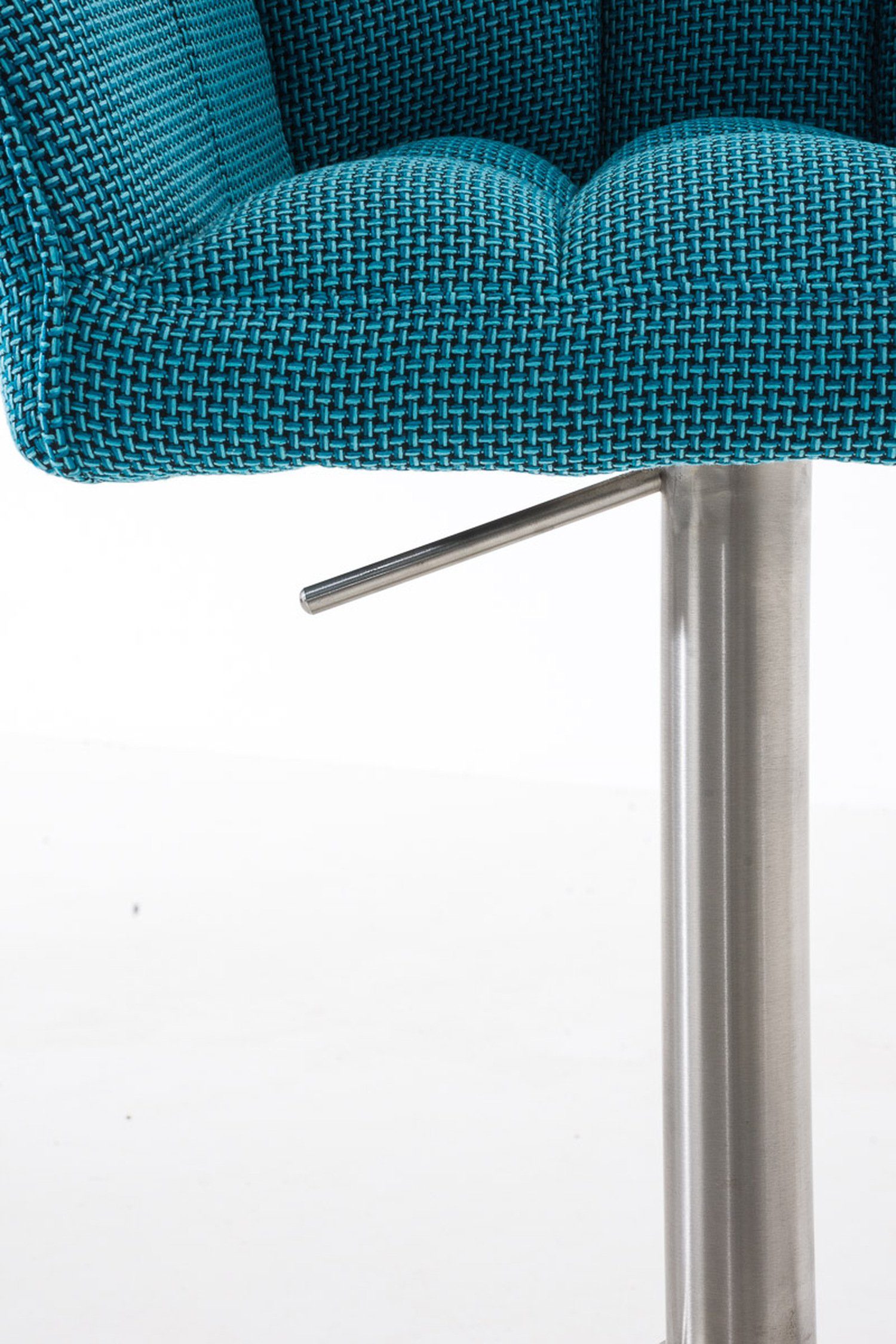 Türkis Stoff - Sitzfläche: Hocker Gestell drehbar für & Edelstahl Theke TPFLiving Damaso Fußstütze und Rückenlehne - (mit 360° Küche), - Barhocker