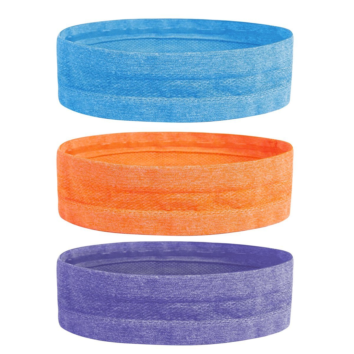 Jormftte Haarband Stirnband Damen Dünn Schweißbänder für Yoga Golf Fitnessstudio Laufen lila+orange+himmelblau